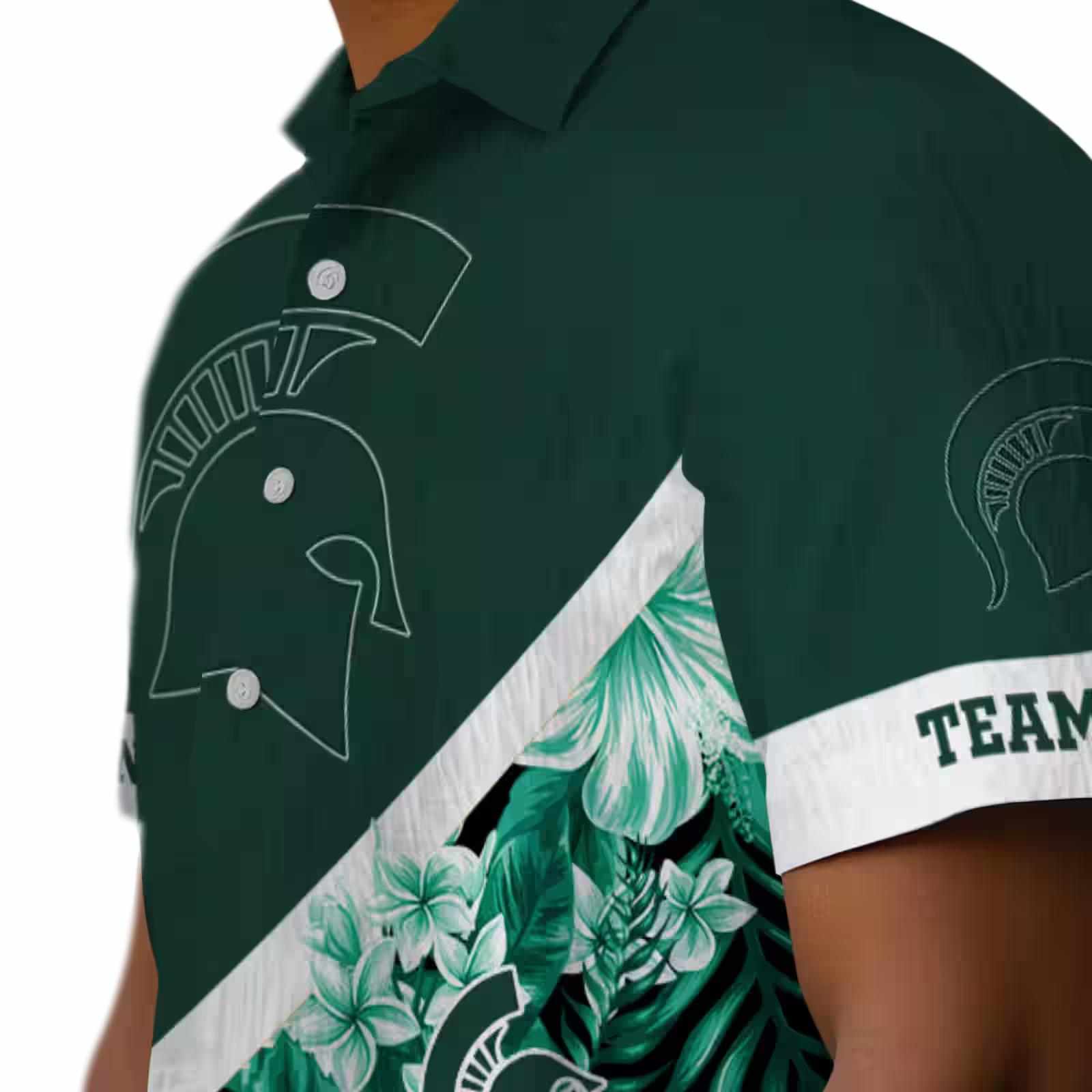 custom michigan state spartans floral chevron green hawaiian shirt trendy