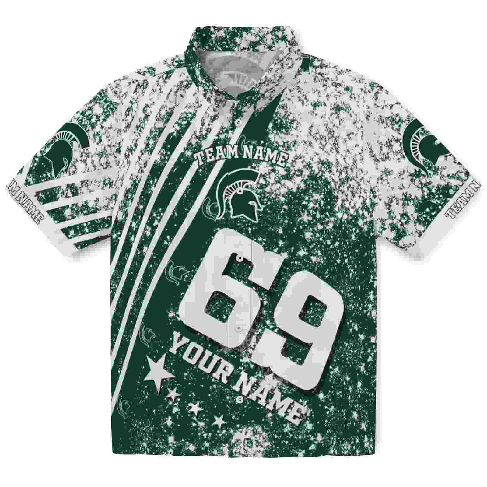 Custom Michigan State Spartans Star Stripes Green Hawaiian Shirt