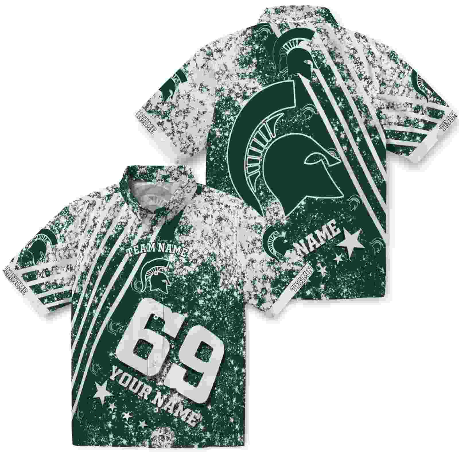 custom michigan state spartans star stripes green hawaiian shirt high quality