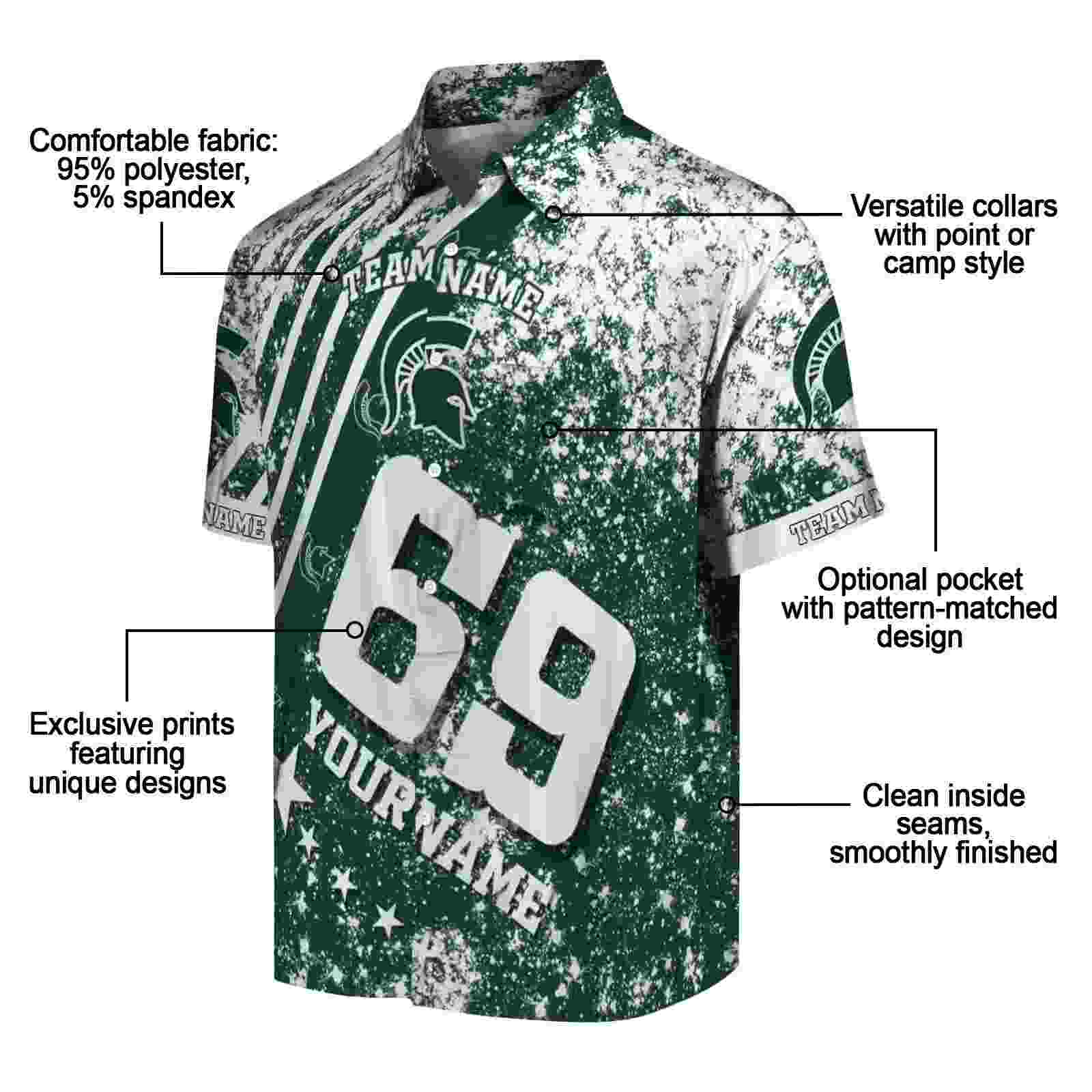 custom michigan state spartans star stripes green hawaiian shirt new arrival