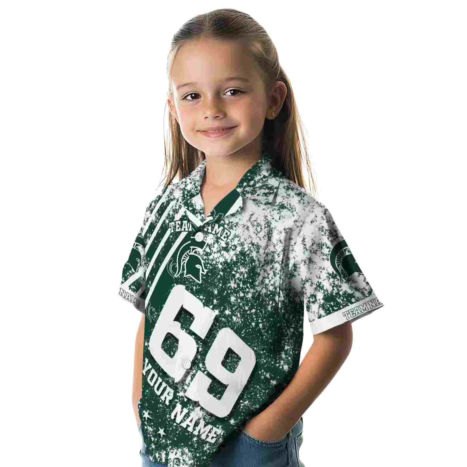 custom michigan state spartans star stripes green hawaiian shirt premium grade