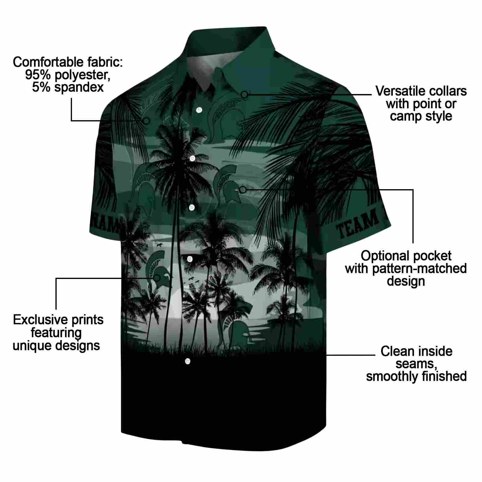 custom michigan state spartans sunset scene green black hawaiian shirt new arrival