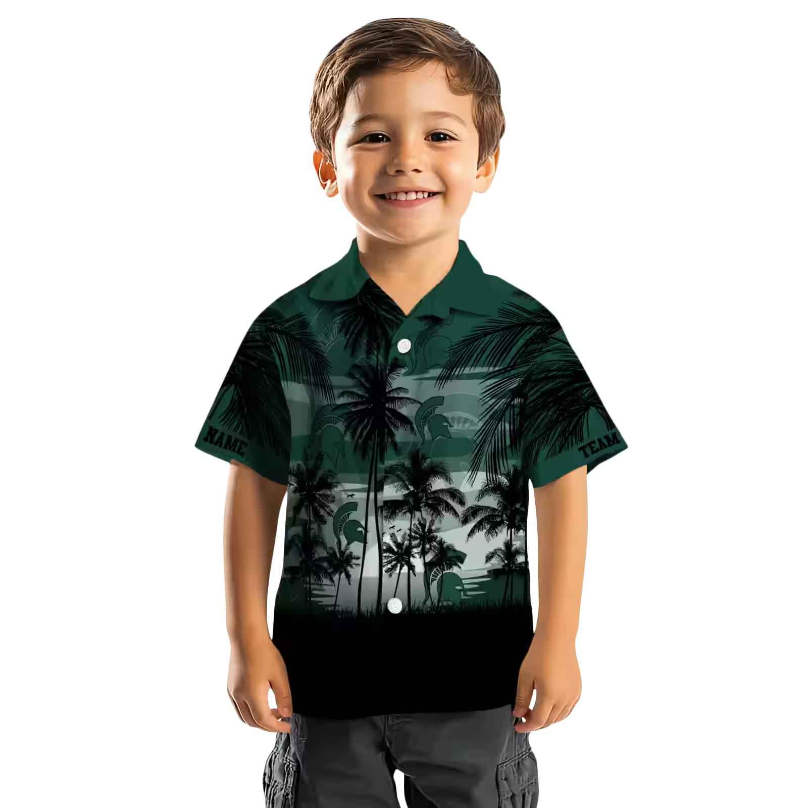 custom michigan state spartans sunset scene green black hawaiian shirt top rated