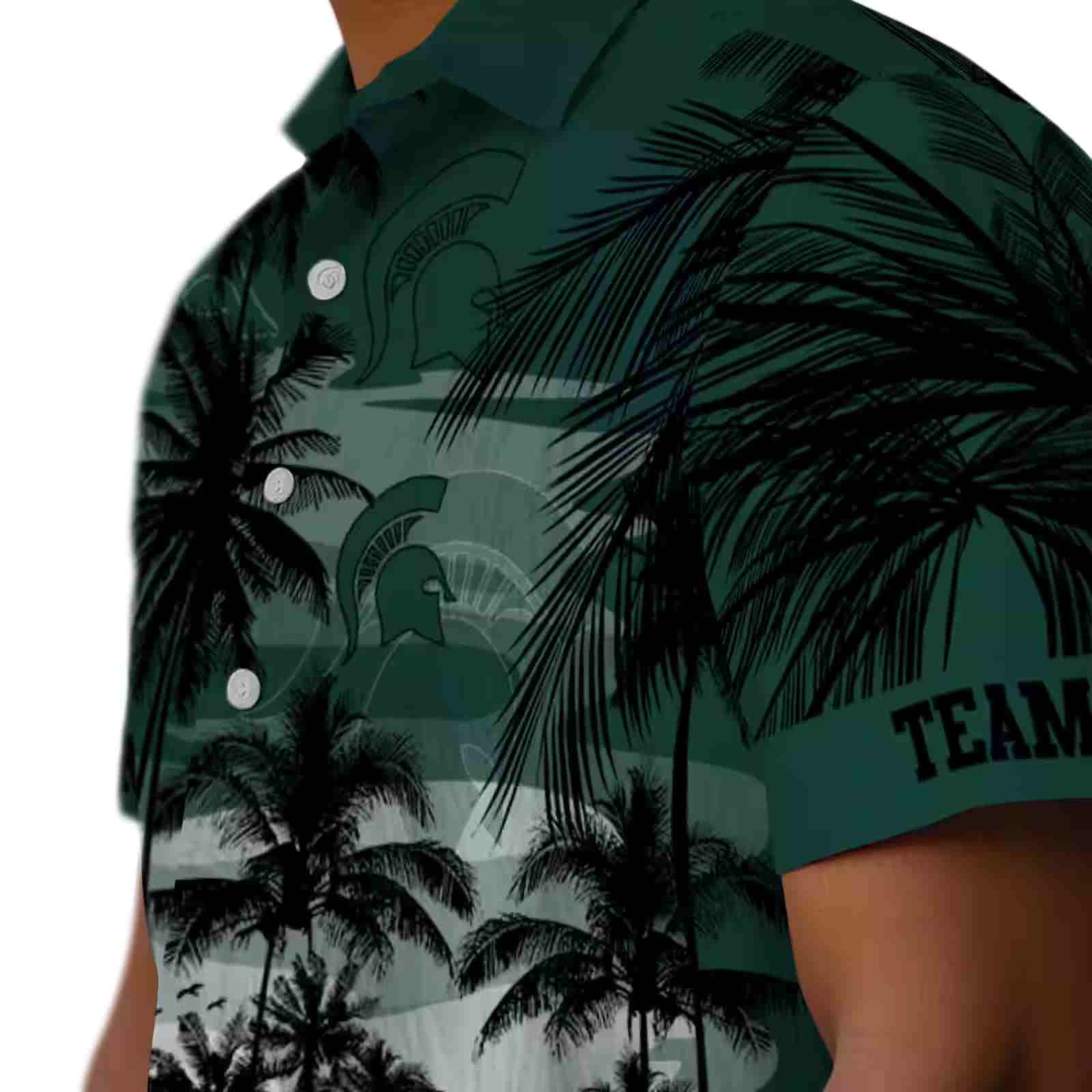 custom michigan state spartans sunset scene green black hawaiian shirt trendy