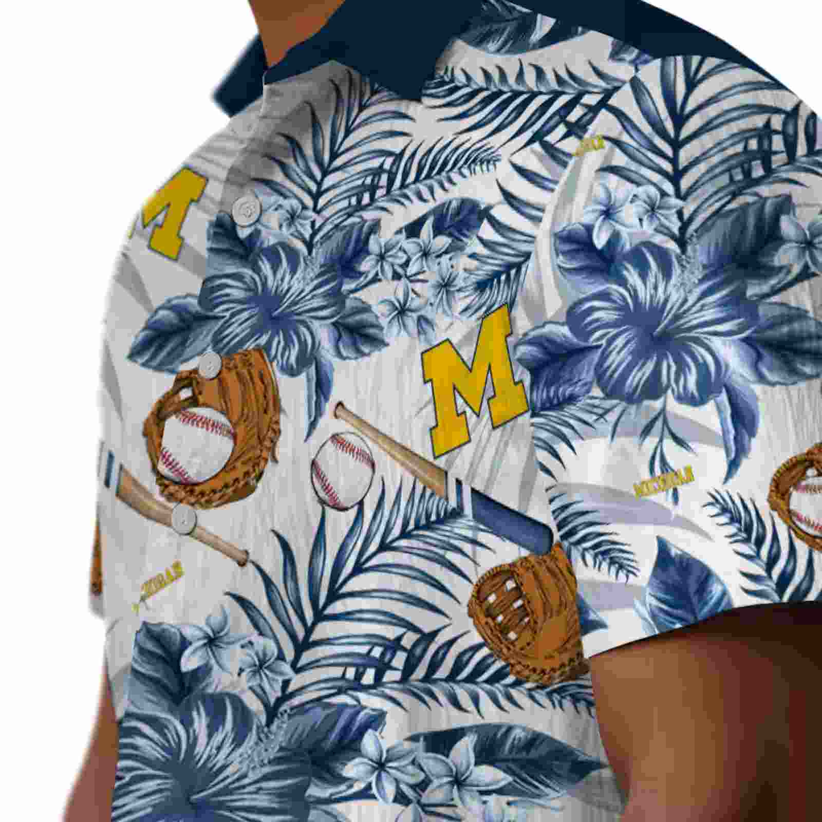 custom michigan wolverines floral baseball blue white hawaiian shirt trendy