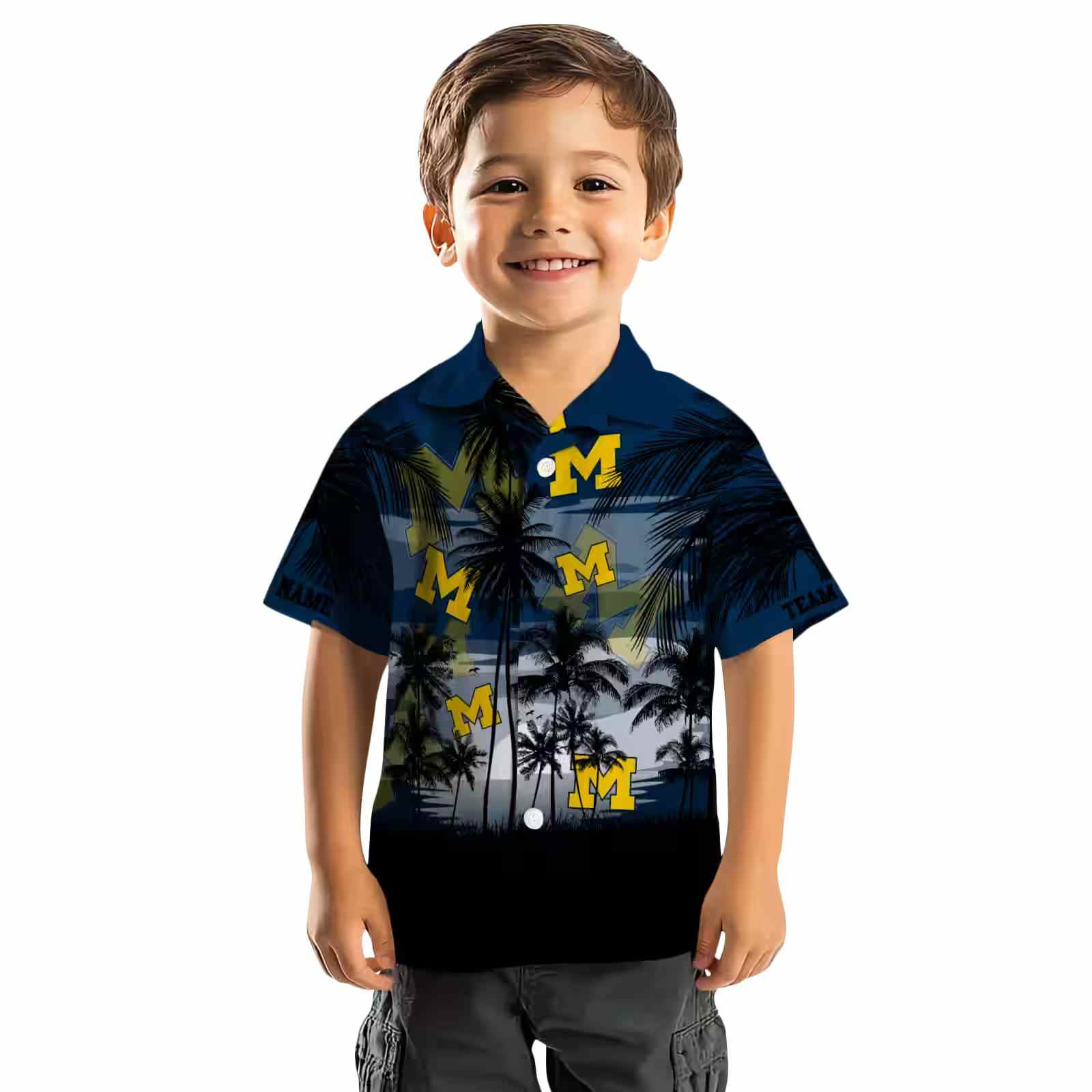 custom michigan wolverines sunset scene blue black hawaiian shirt top rated