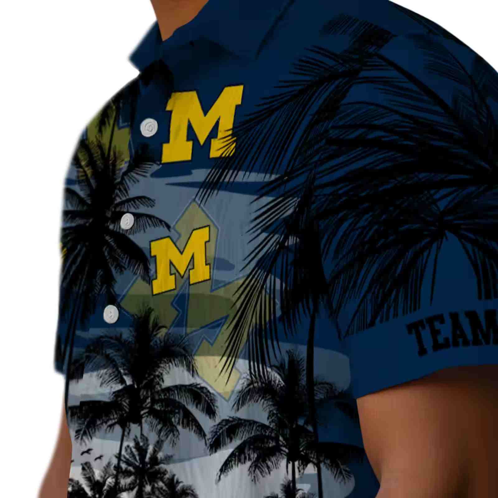 custom michigan wolverines sunset scene blue black hawaiian shirt trendy