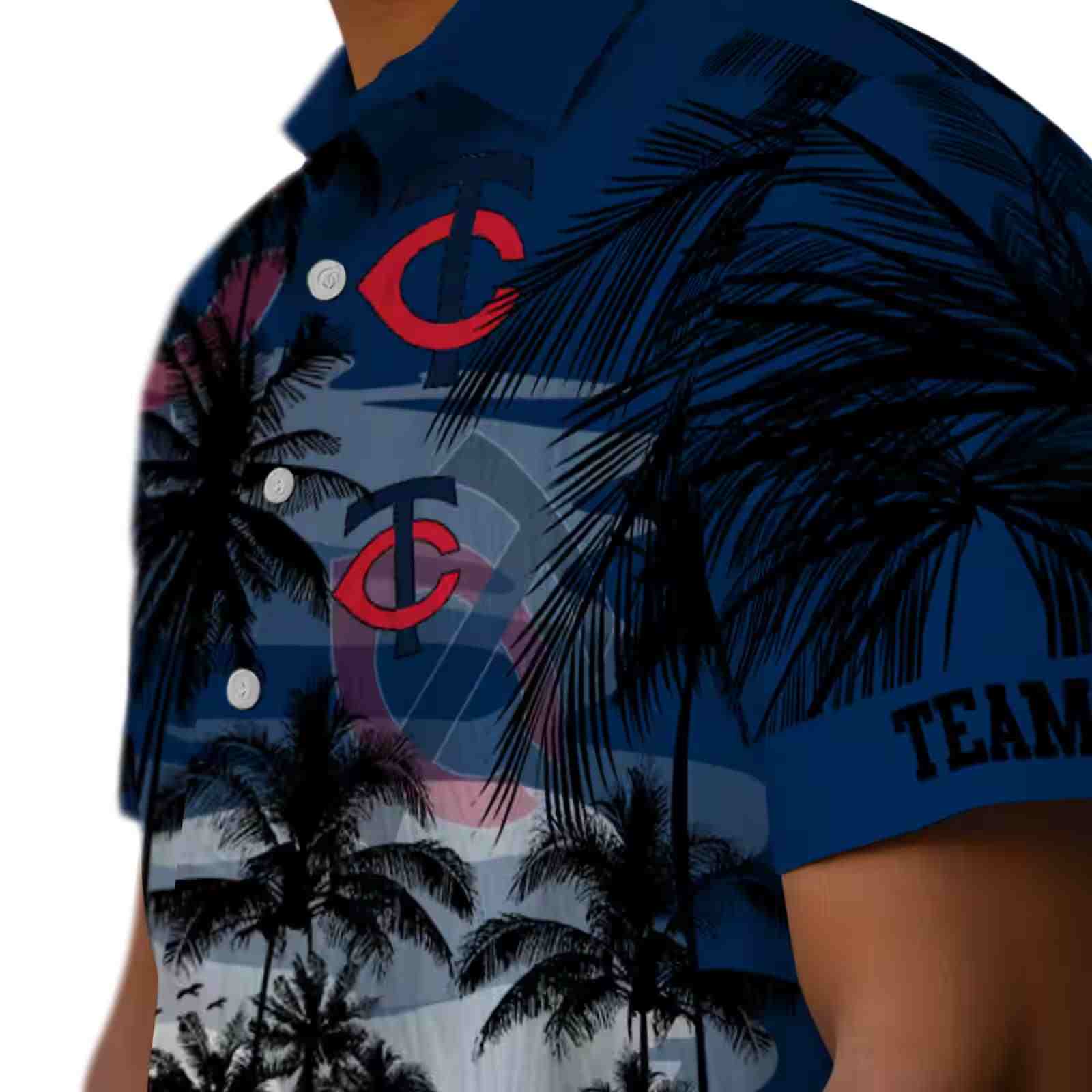 custom minnesota twins sunset scene navy black hawaiian shirt trendy