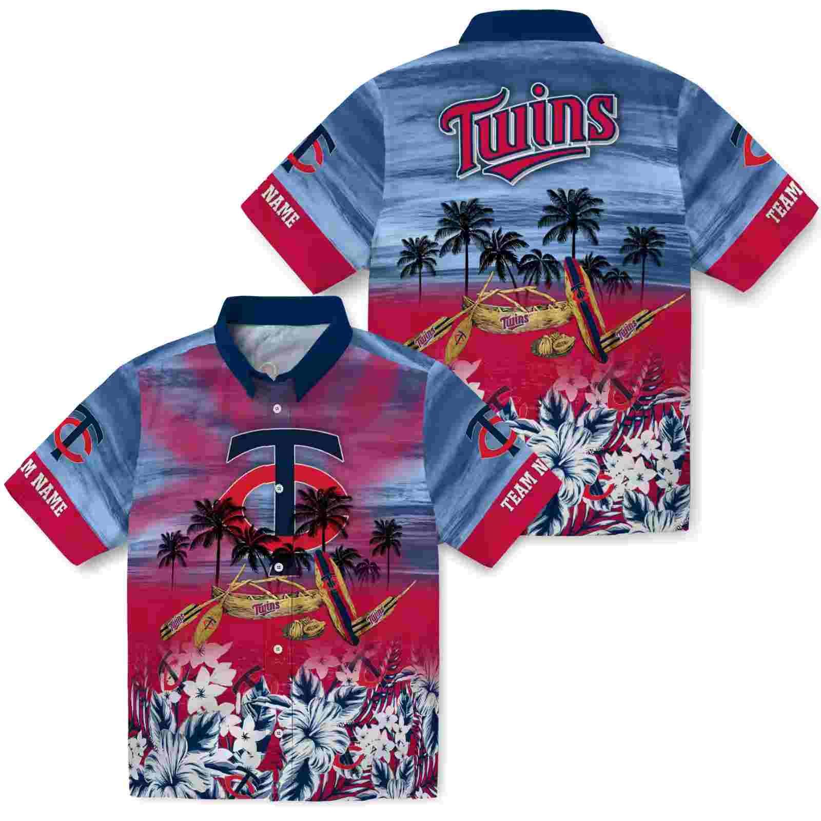 custom minnesota twins tropical canoe navy hawaiian shirt high quality