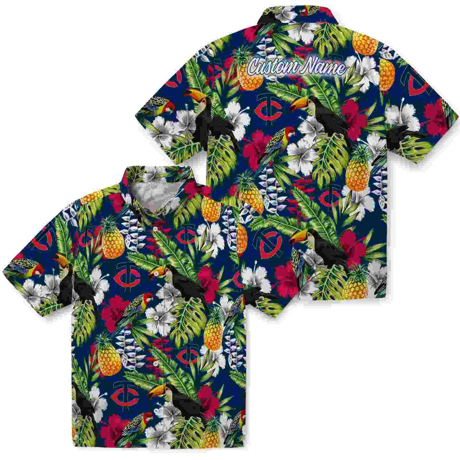 custom minnesota twins tropical toucan navy green hawaiian shirt high quality