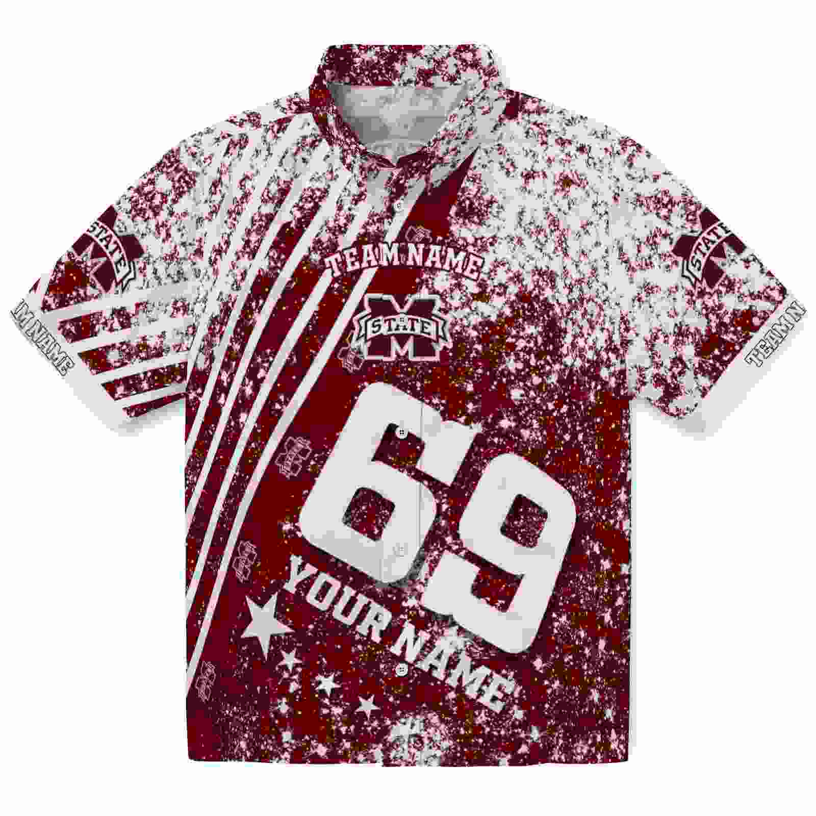 Custom Mississippi State Bulldogs Star Stripes Maroon Hawaiian Shirt