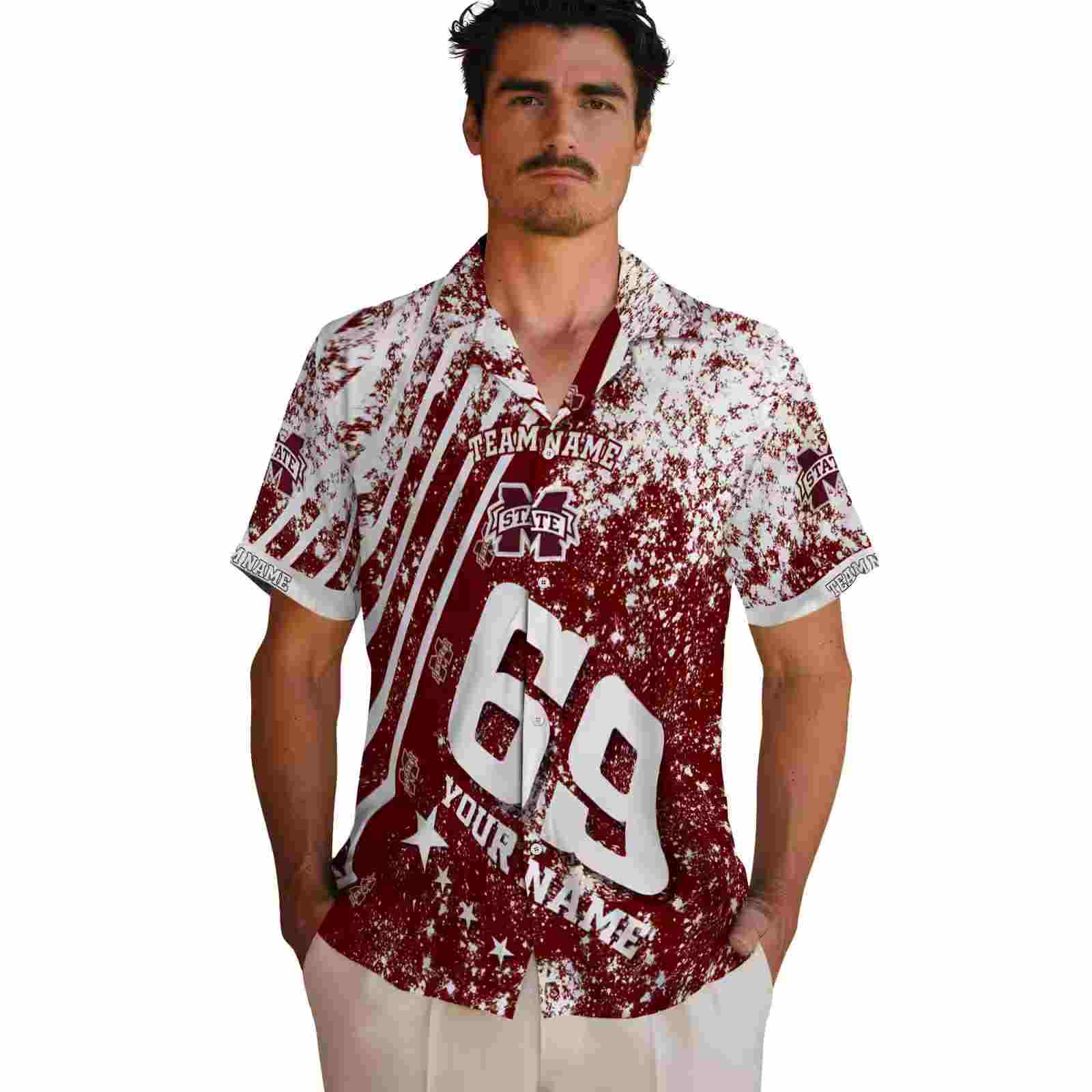 custom mississippi state bulldogs star stripes maroon hawaiian shirt fashion forward