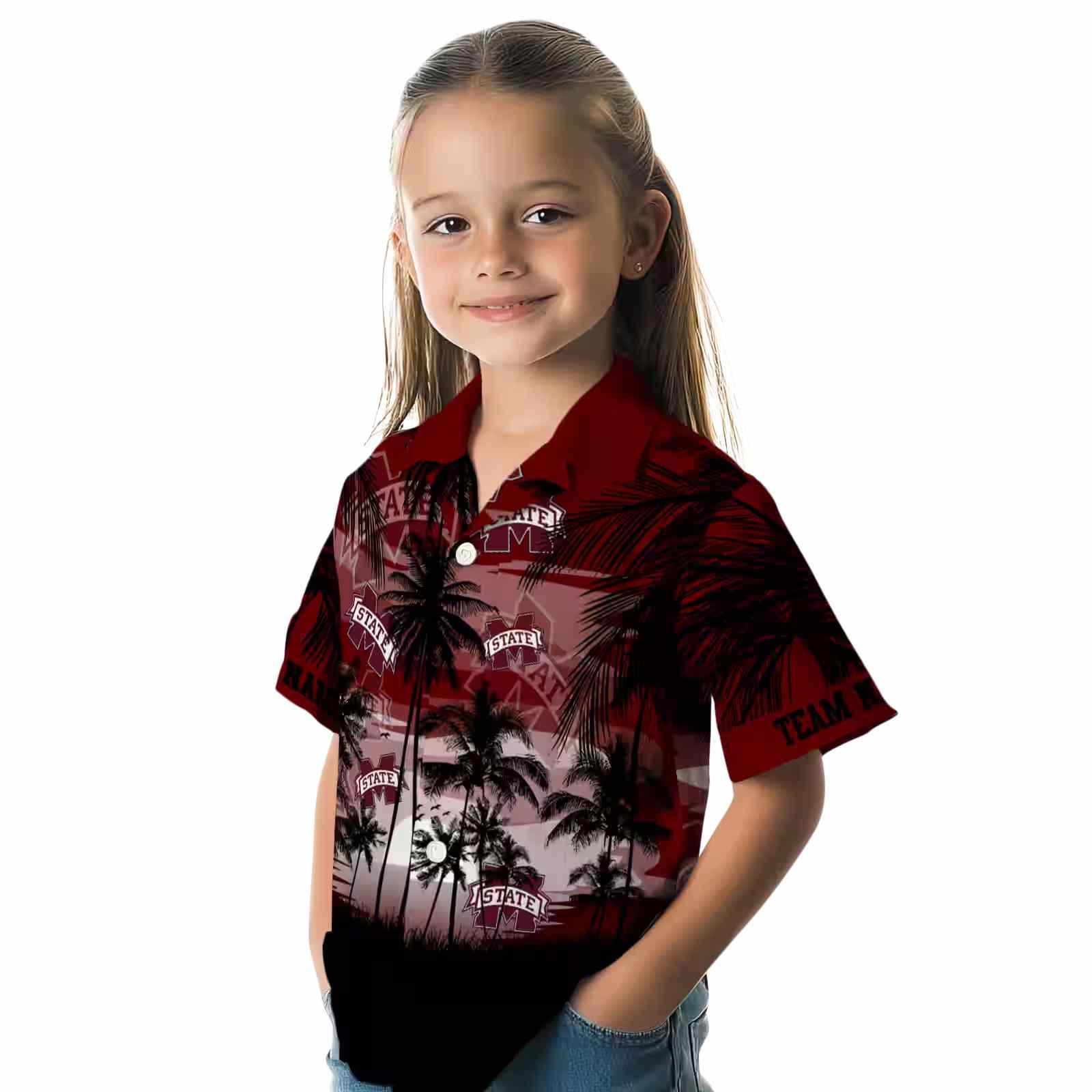 custom mississippi state bulldogs sunset scene maroon black hawaiian shirt premium grade