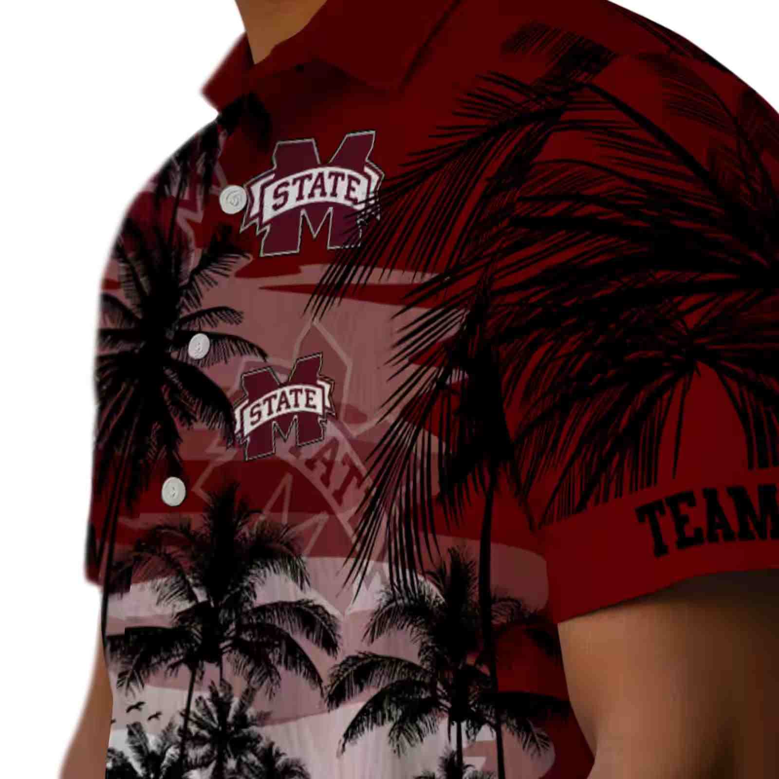 custom mississippi state bulldogs sunset scene maroon black hawaiian shirt trendy
