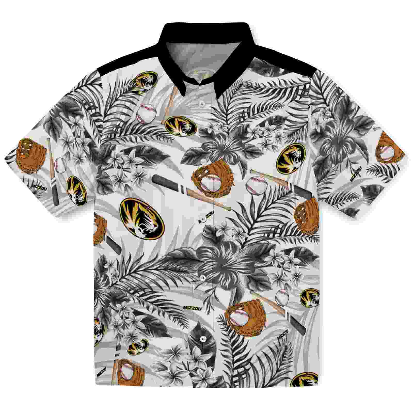 Custom Missouri Tigers Floral Baseball Black White Hawaiian Shirt