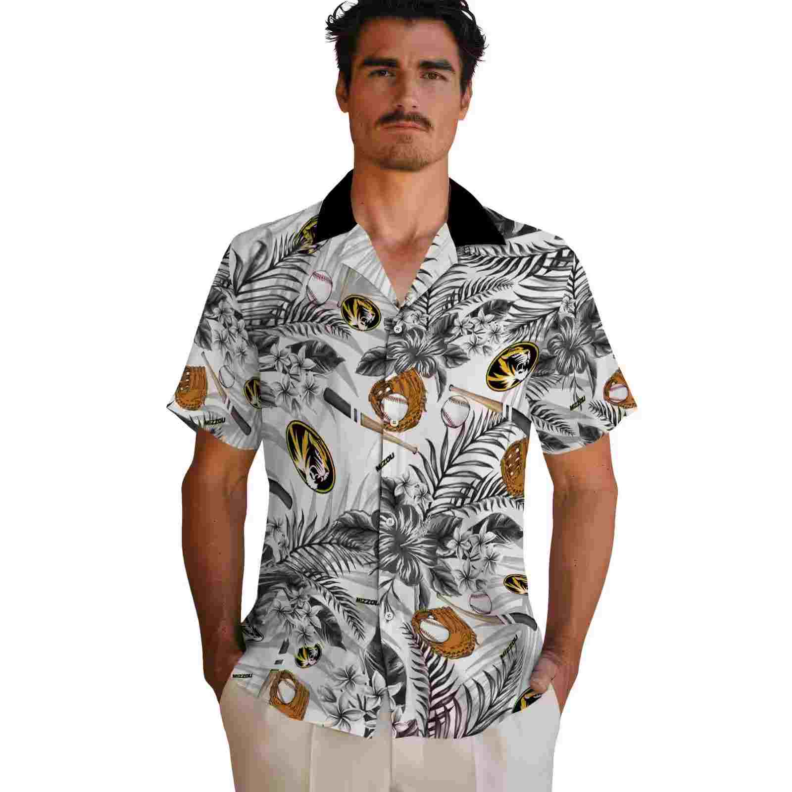 custom missouri tigers floral baseball black white hawaiian shirt fashion forward