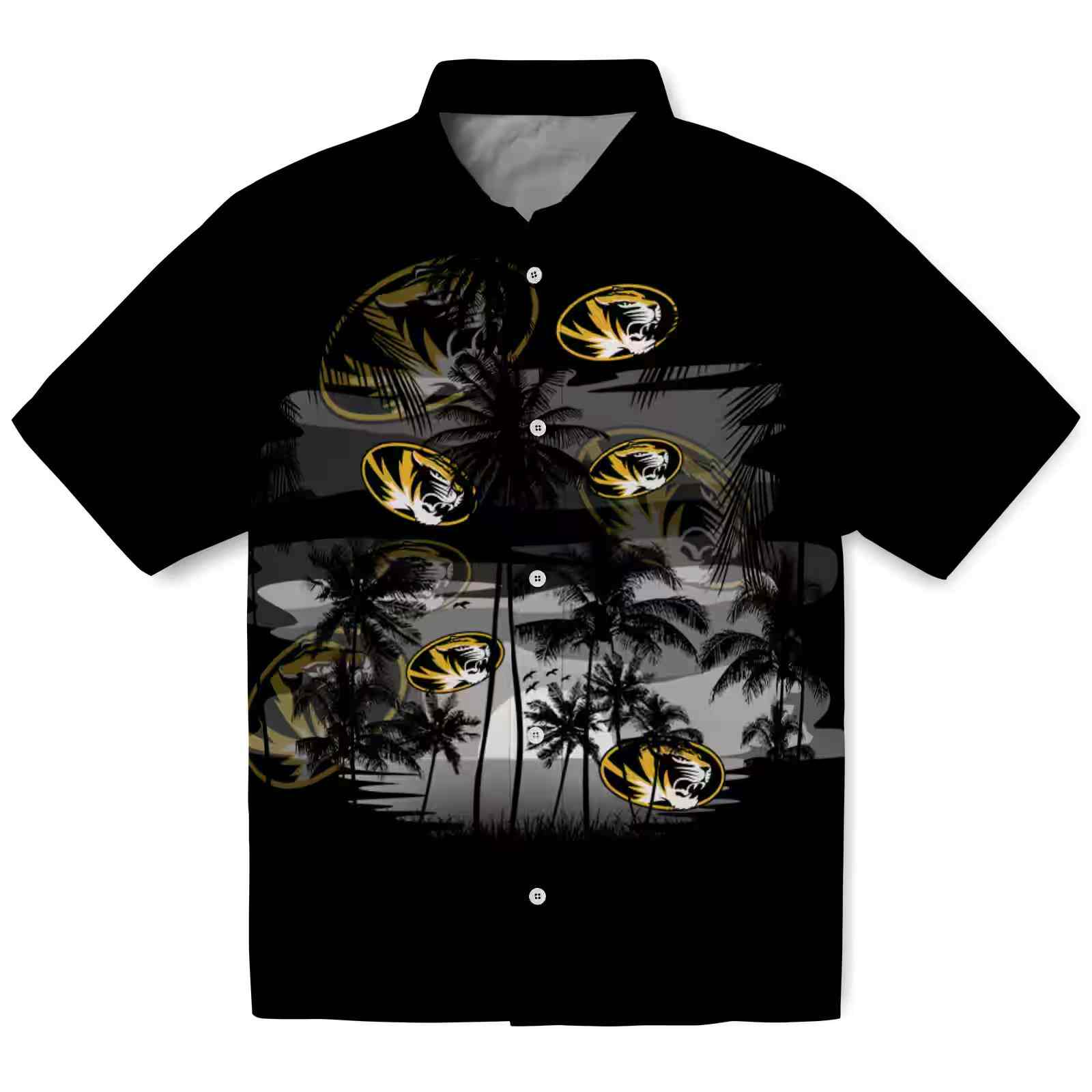 Custom Missouri Tigers Sunset Scene Black Hawaiian Shirt