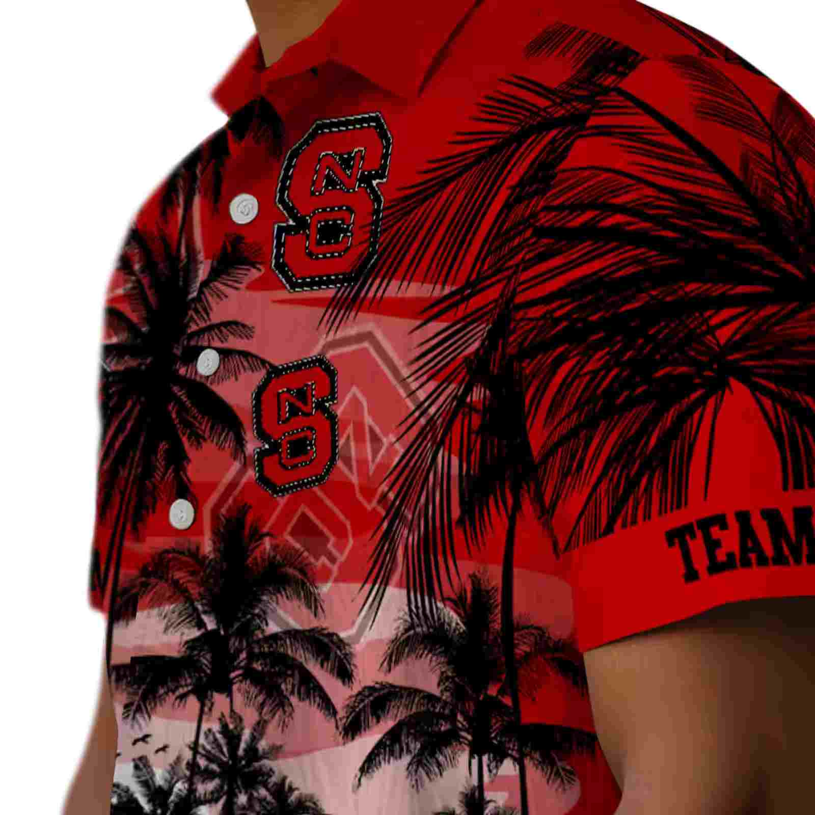 custom nc state wolfpack sunset scene red black hawaiian shirt trendy