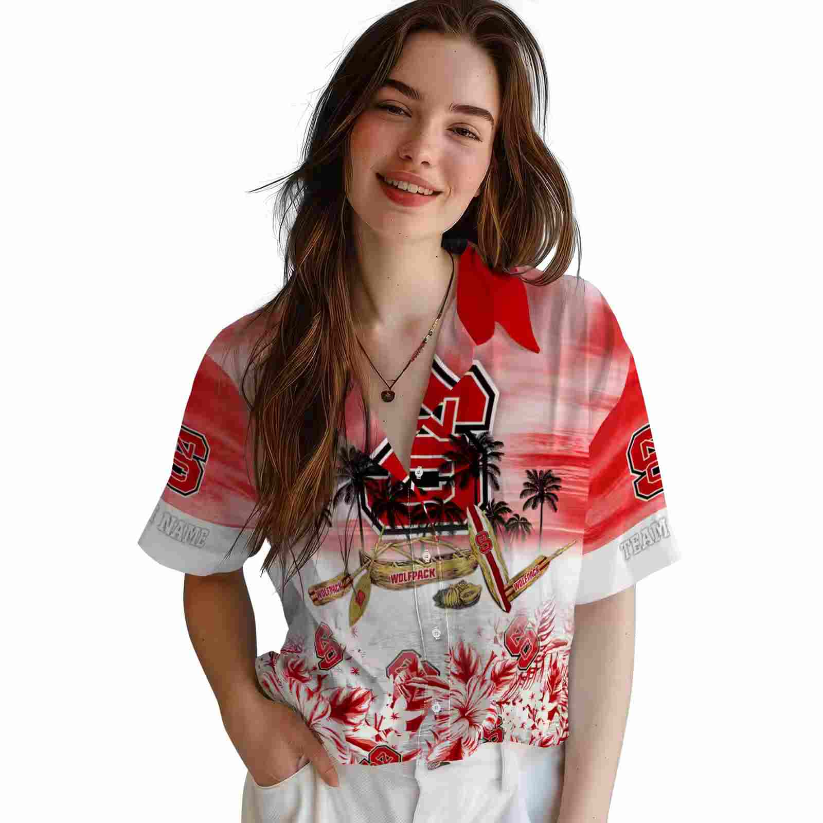 custom nc state wolfpack tropical canoe red hawaiian shirt latest model