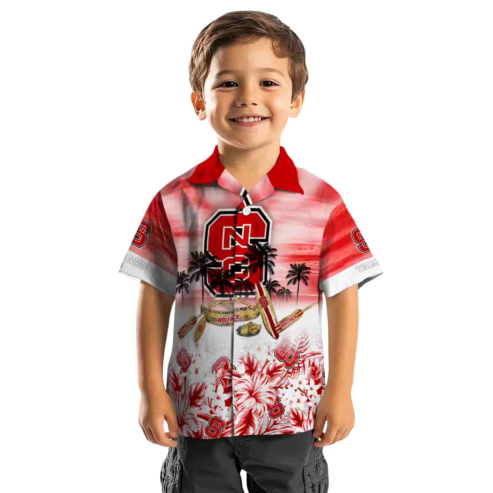 custom nc state wolfpack tropical canoe red hawaiian shirt top rated