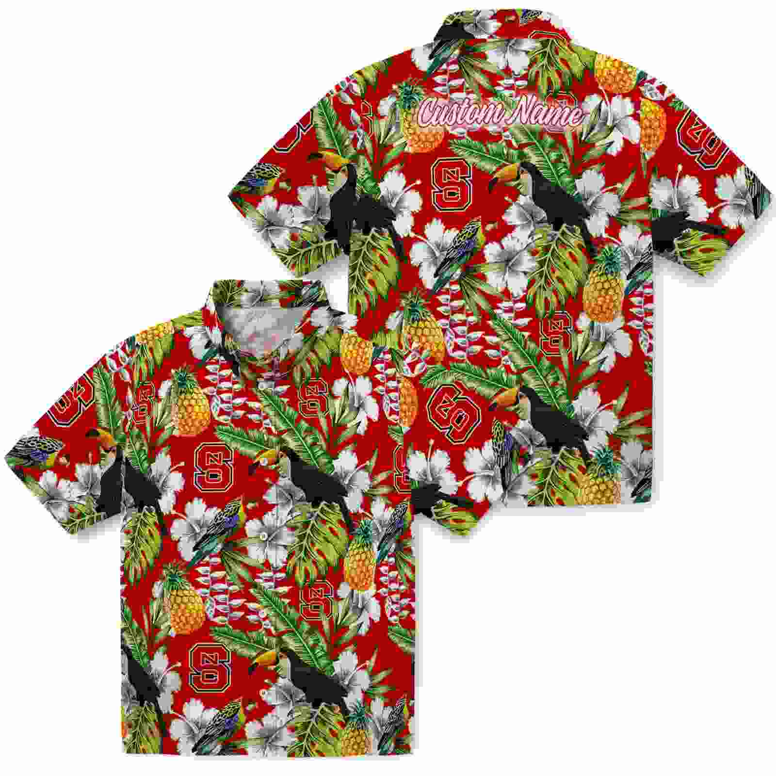 custom nc state wolfpack tropical toucan red green hawaiian shirt high quality