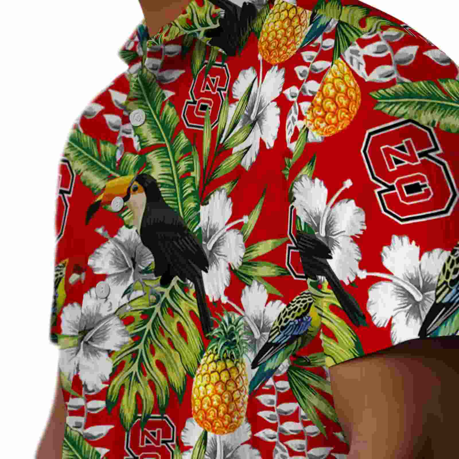 custom nc state wolfpack tropical toucan red green hawaiian shirt trendy