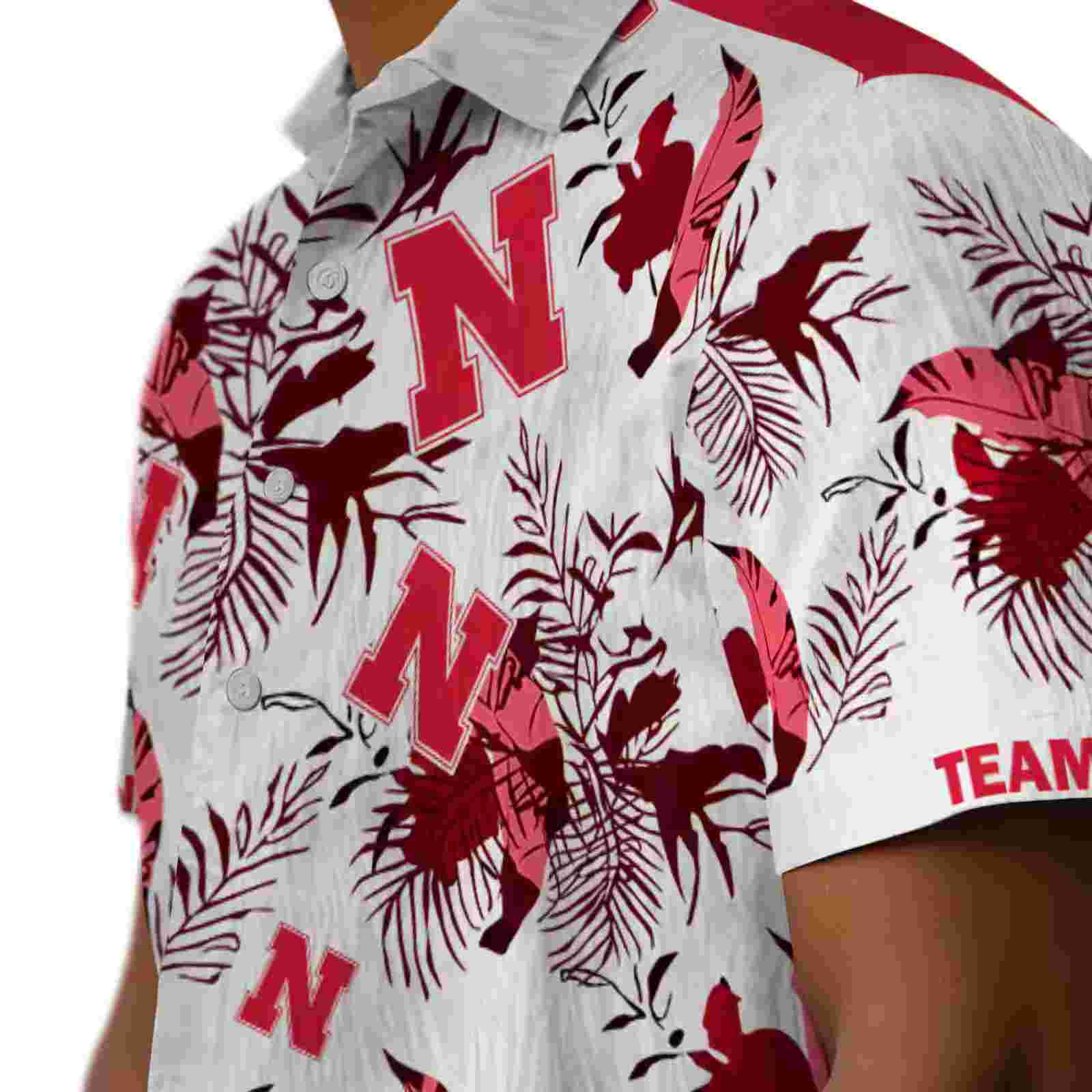 custom nebraska cornhuskers botanical theme red white hawaiian shirt trendy