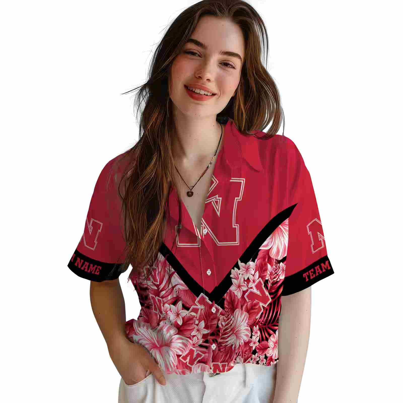 custom nebraska cornhuskers floral chevron red hawaiian shirt latest model