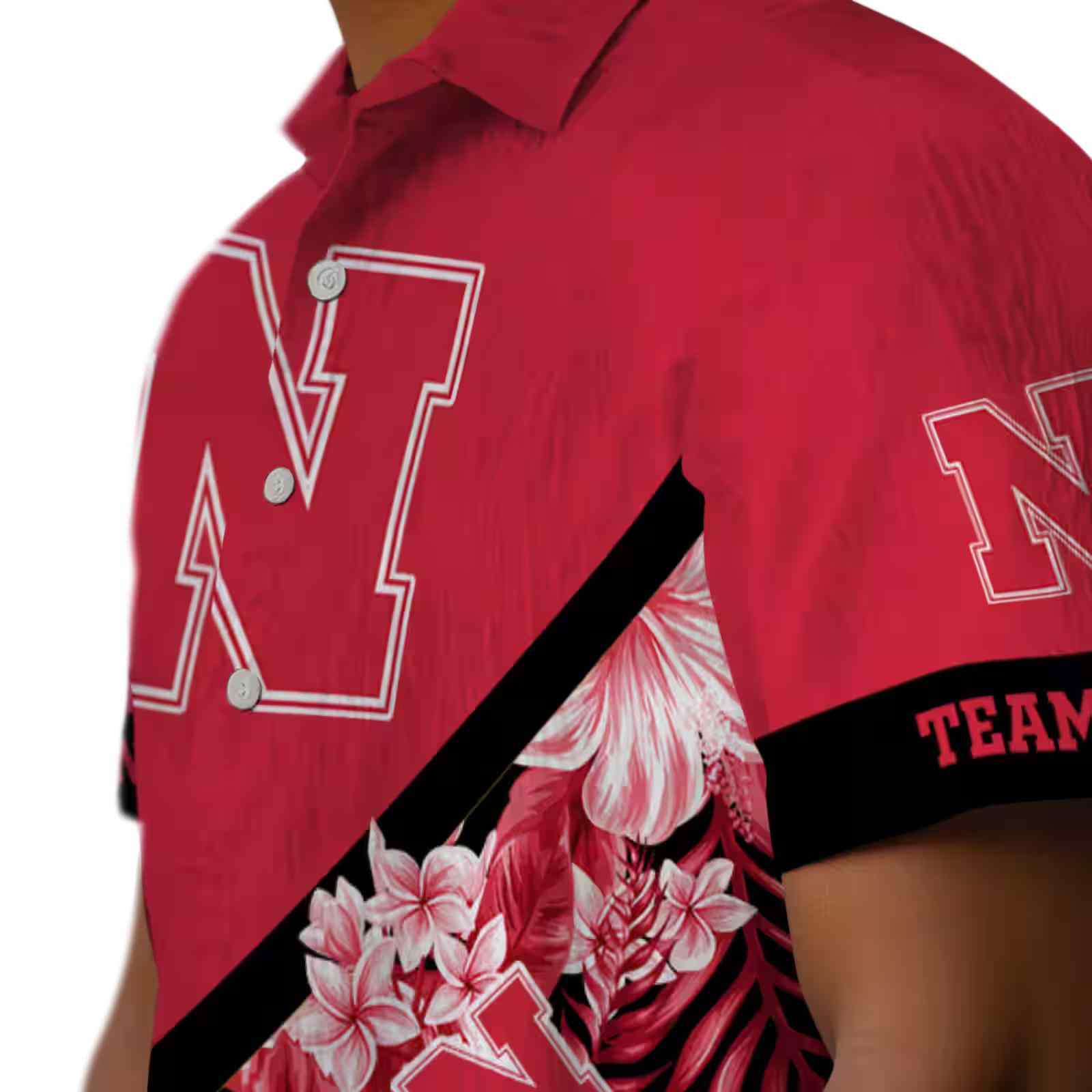 custom nebraska cornhuskers floral chevron red hawaiian shirt trendy