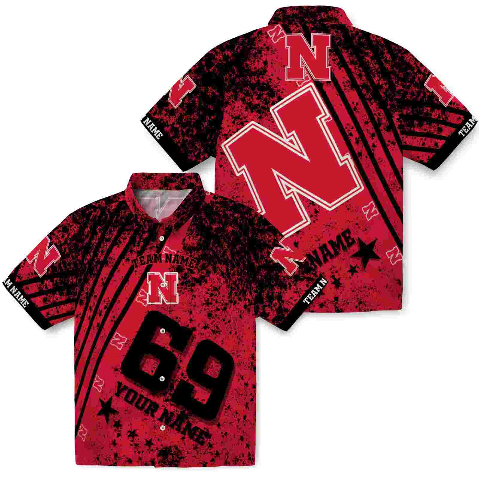 custom nebraska cornhuskers star stripes red hawaiian shirt high quality