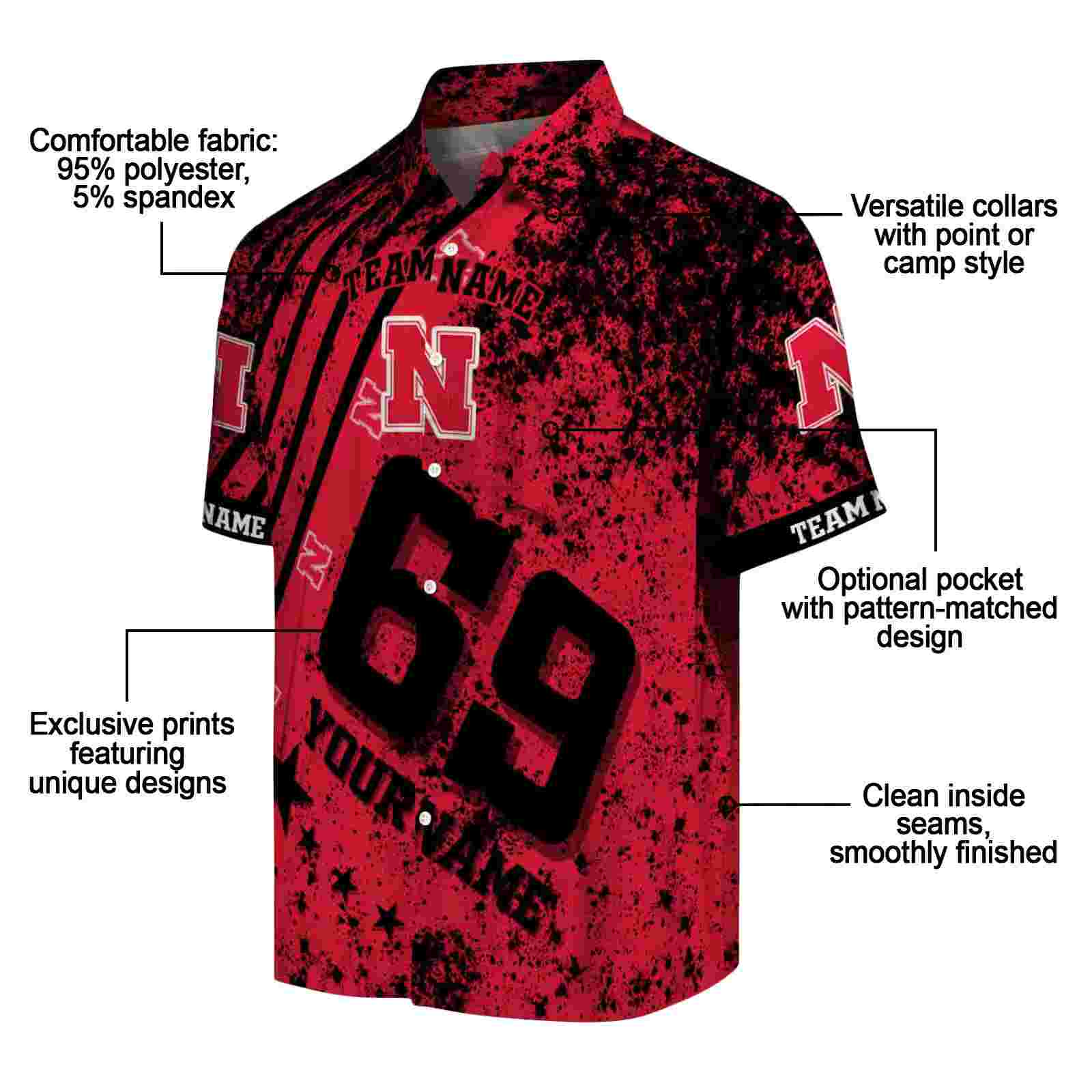 custom nebraska cornhuskers star stripes red hawaiian shirt new arrival