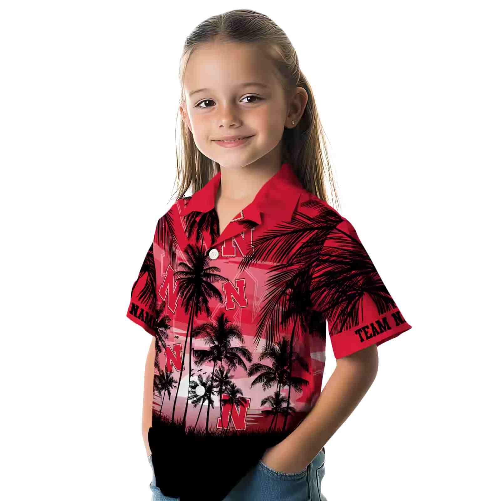 custom nebraska cornhuskers sunset scene red black hawaiian shirt premium grade