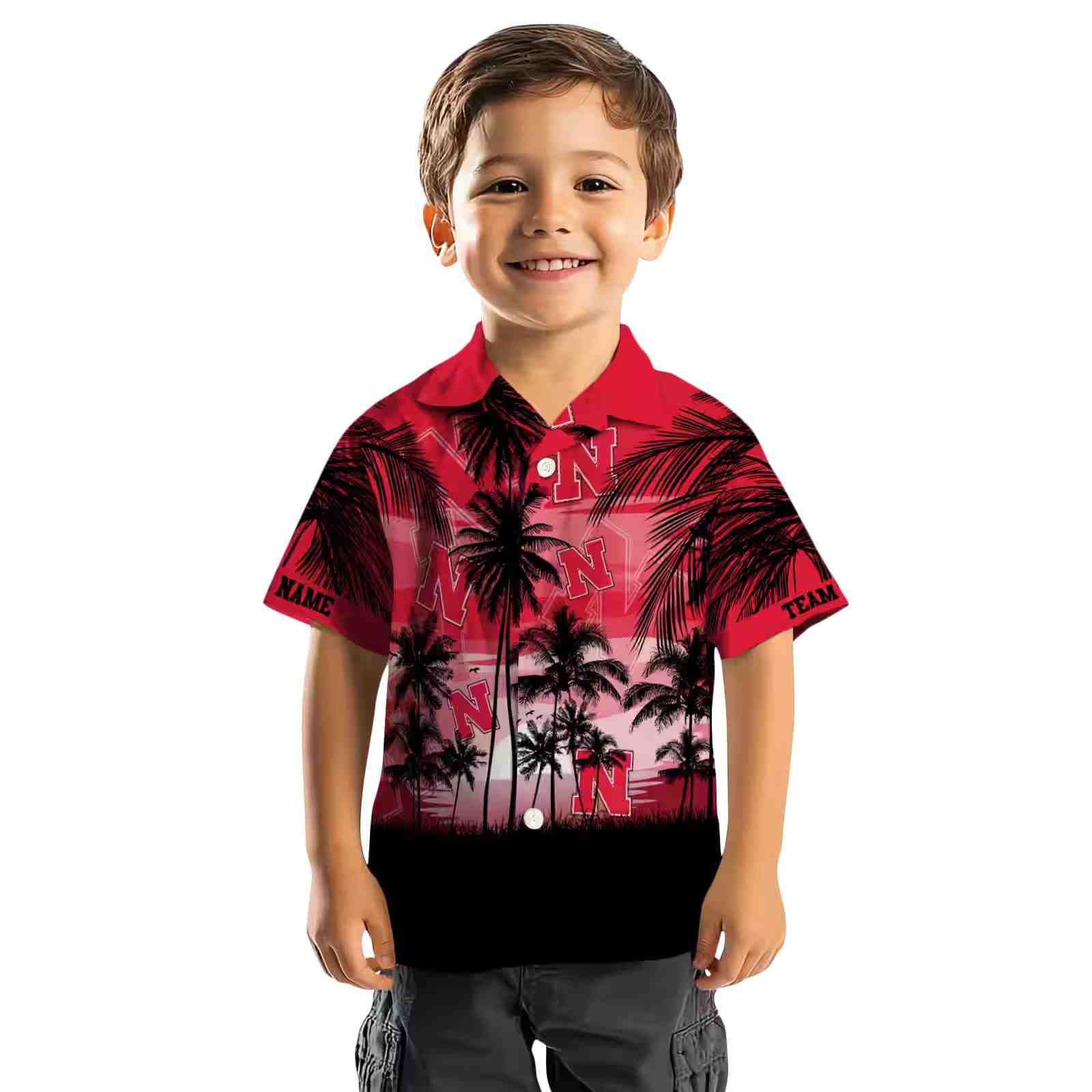 custom nebraska cornhuskers sunset scene red black hawaiian shirt top rated