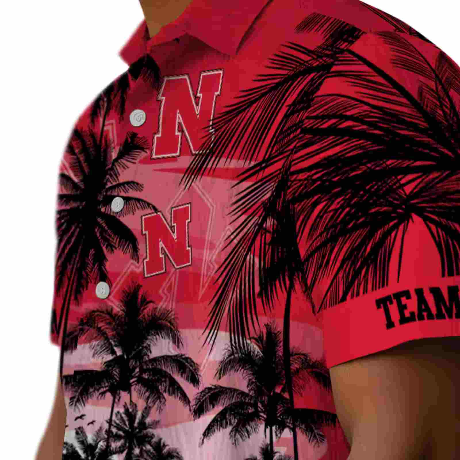 custom nebraska cornhuskers sunset scene red black hawaiian shirt trendy