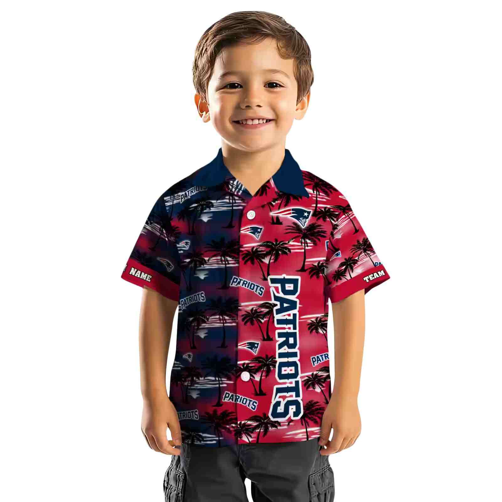 custom new england patriots palm silhouettes blue hawaiian shirt top rated