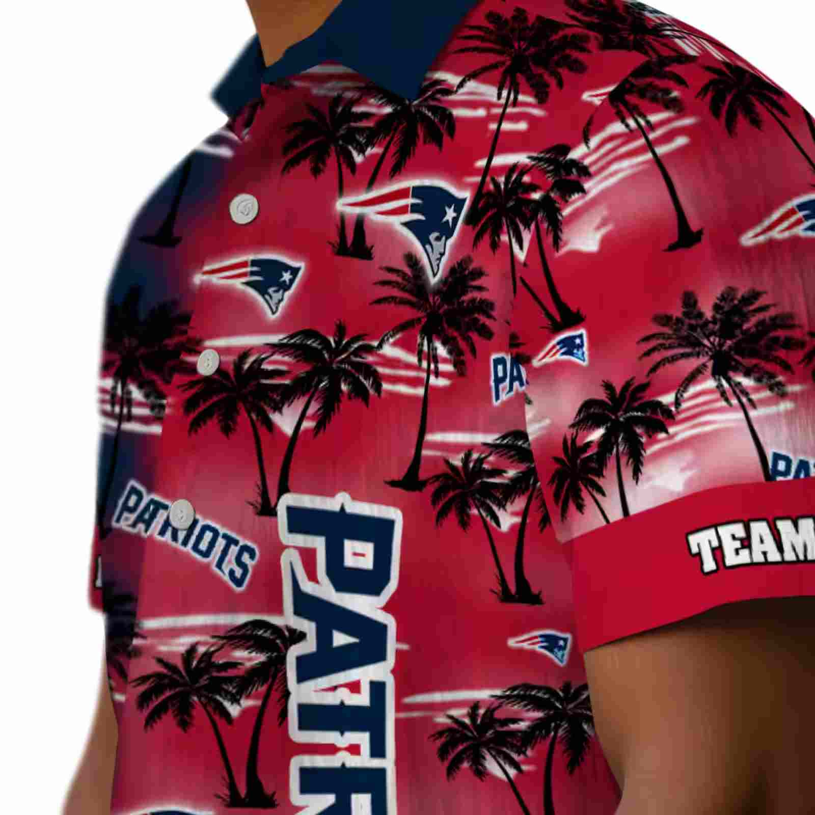 custom new england patriots palm silhouettes blue hawaiian shirt trendy