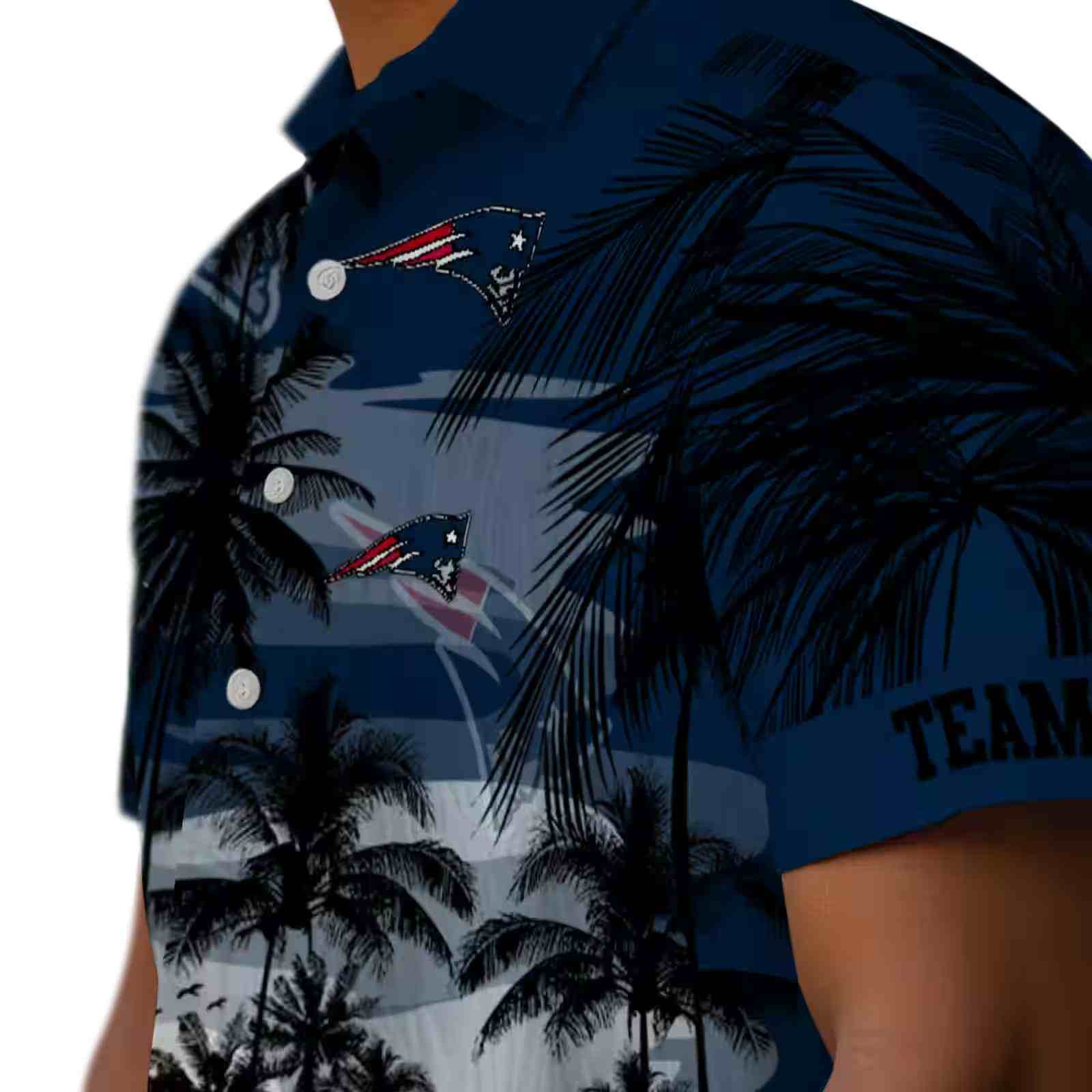 custom new england patriots sunset scene blue black hawaiian shirt trendy