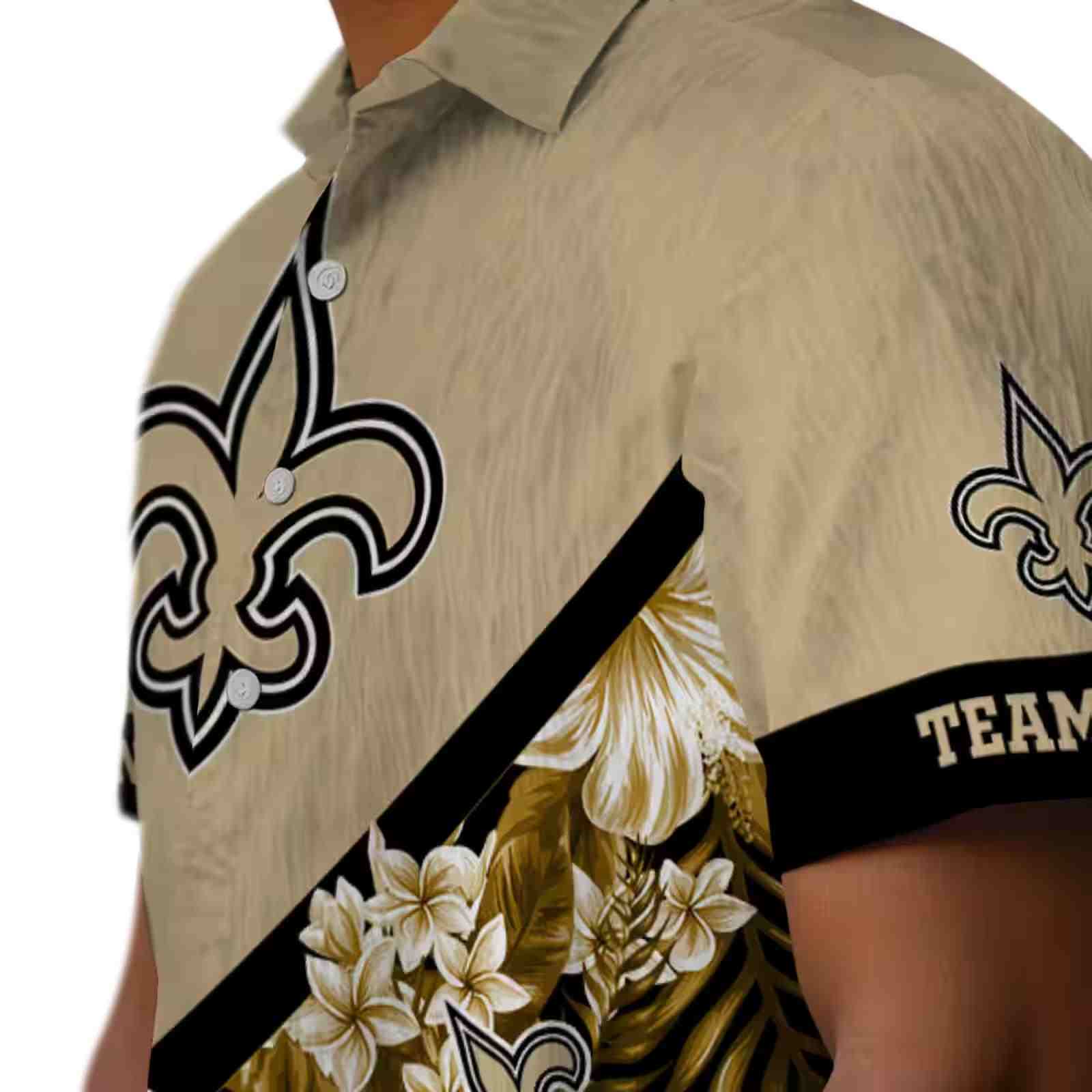 custom new orleans saints floral chevron gold hawaiian shirt trendy