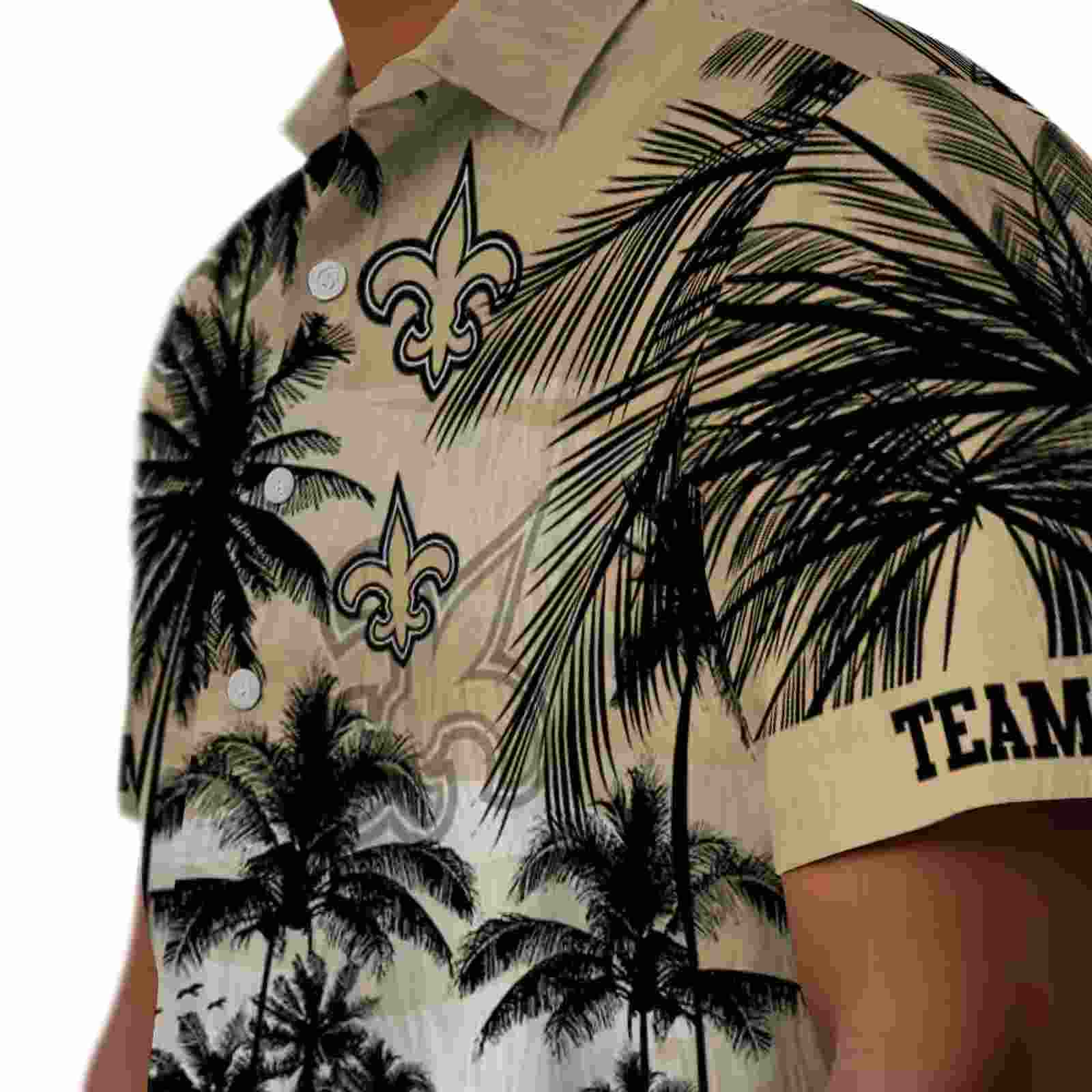 custom new orleans saints sunset scene gold black hawaiian shirt trendy