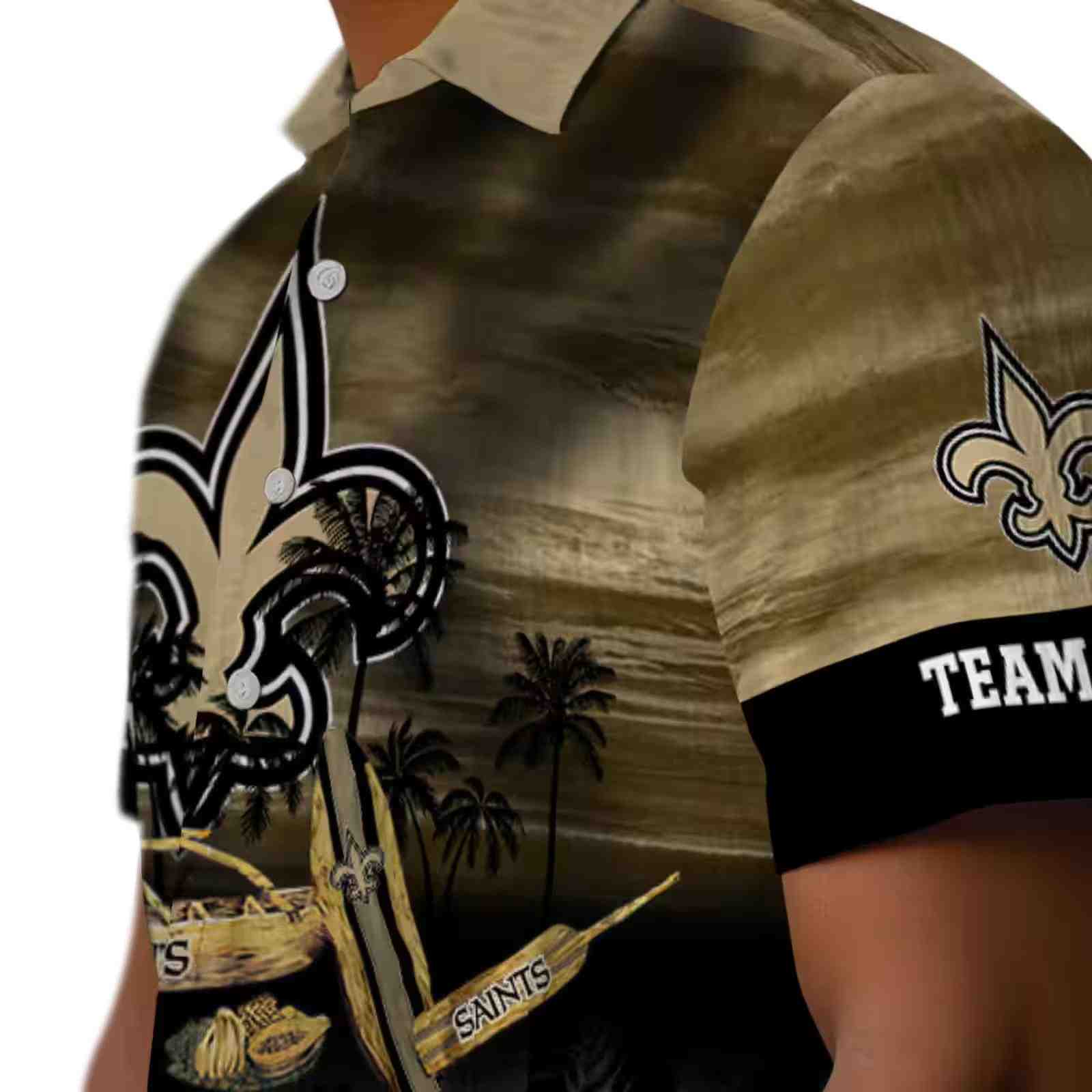 custom new orleans saints tropical canoe gold hawaiian shirt trendy