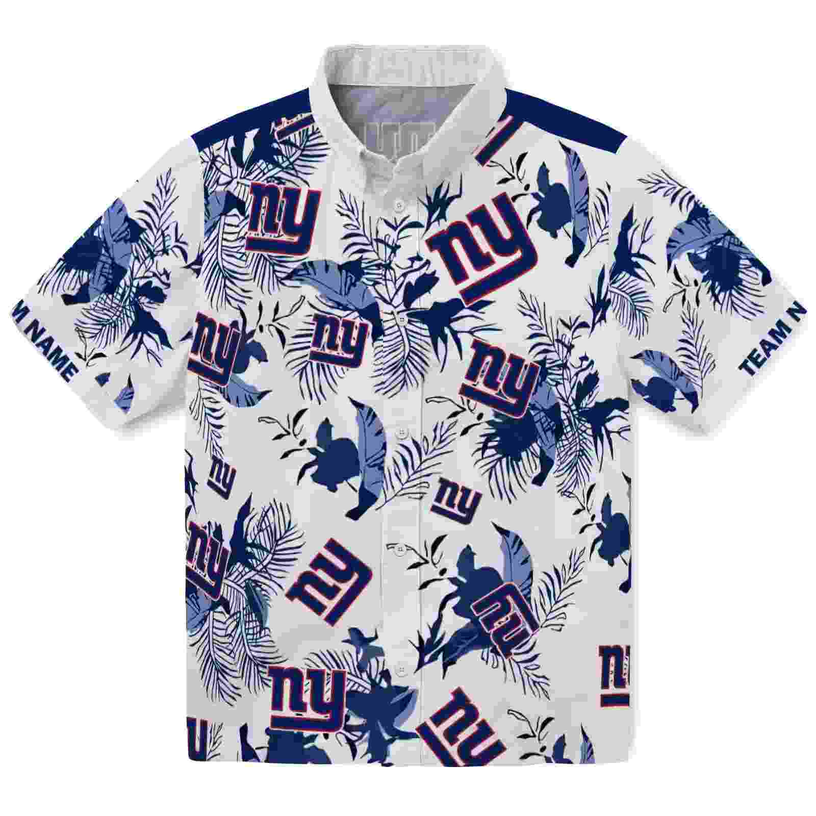 Custom New York Giants Botanical Theme Blue White Hawaiian Shirt