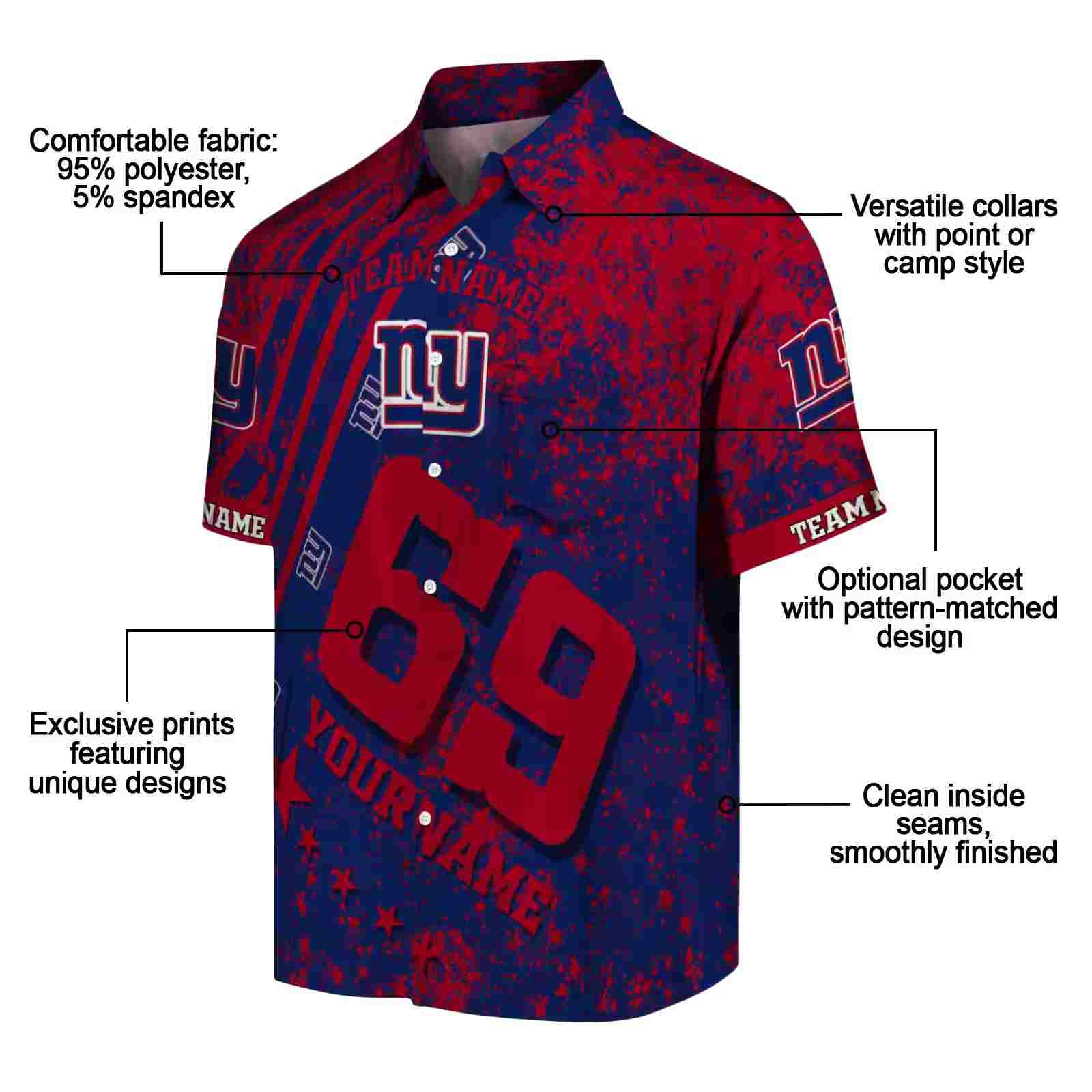 custom new york giants star stripes blue hawaiian shirt new arrival