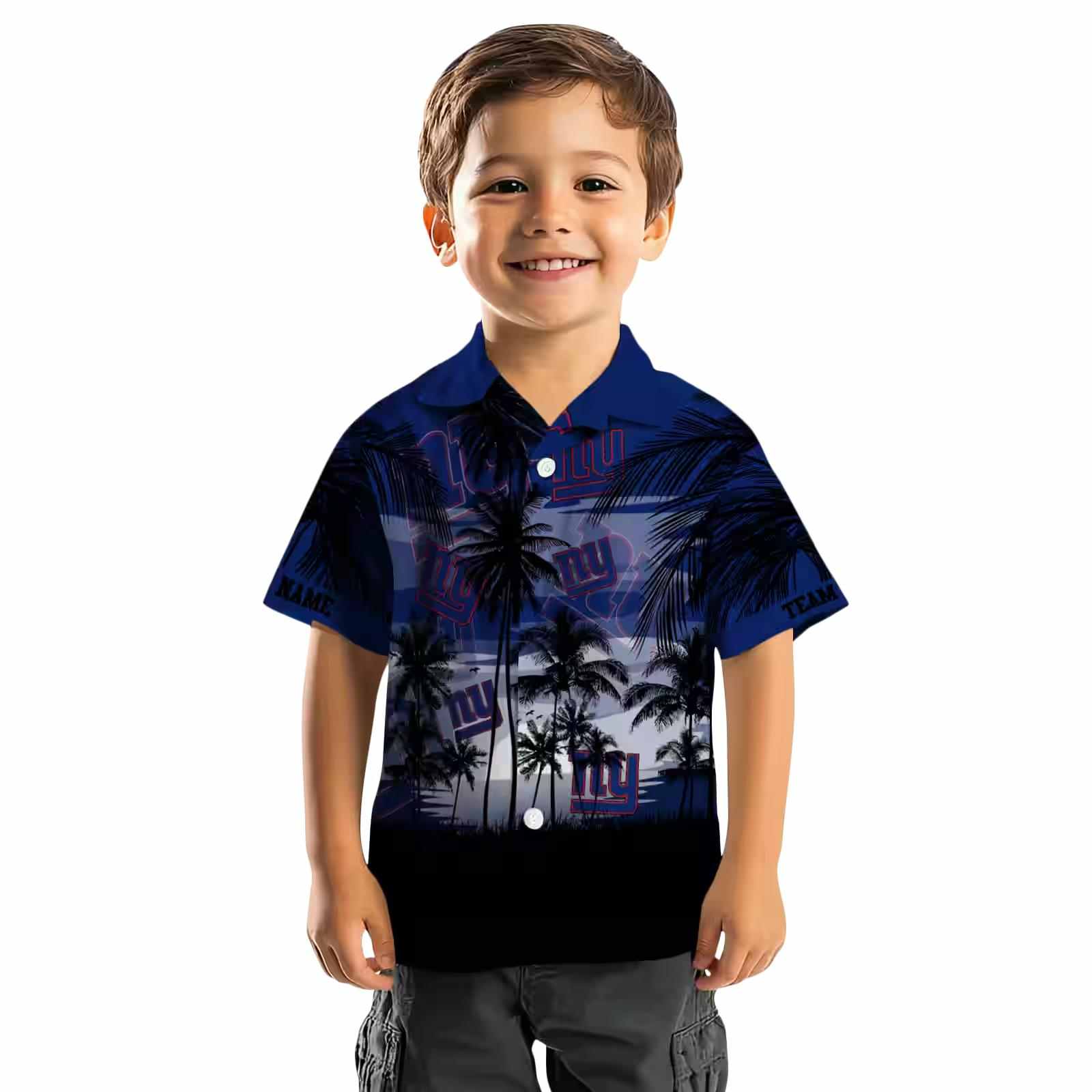 custom new york giants sunset scene blue black hawaiian shirt top rated