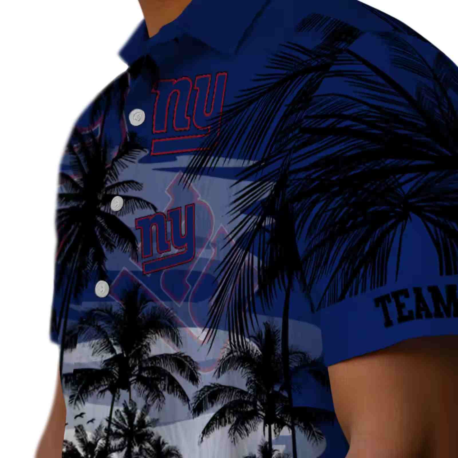 custom new york giants sunset scene blue black hawaiian shirt trendy