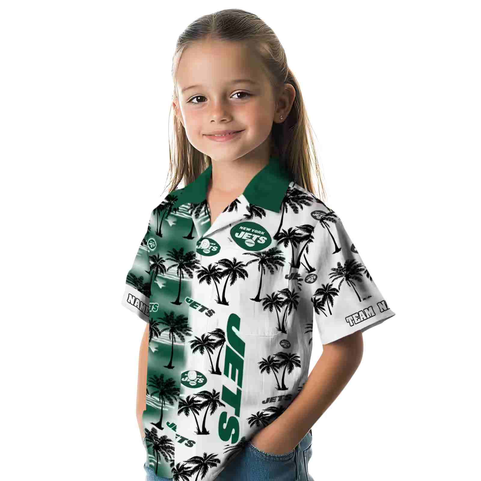 custom new york jets palm silhouettes green hawaiian shirt premium grade