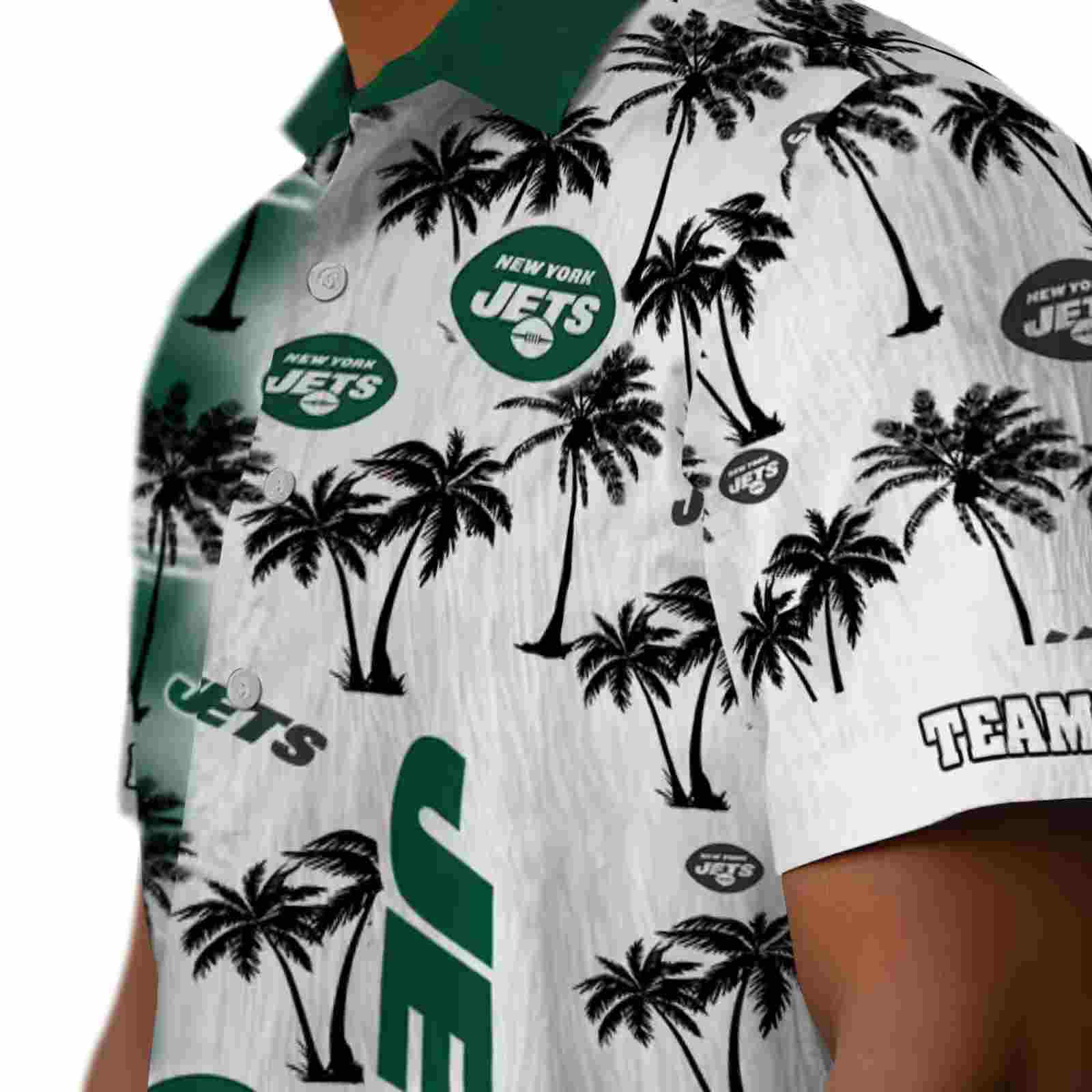 custom new york jets palm silhouettes green hawaiian shirt trendy