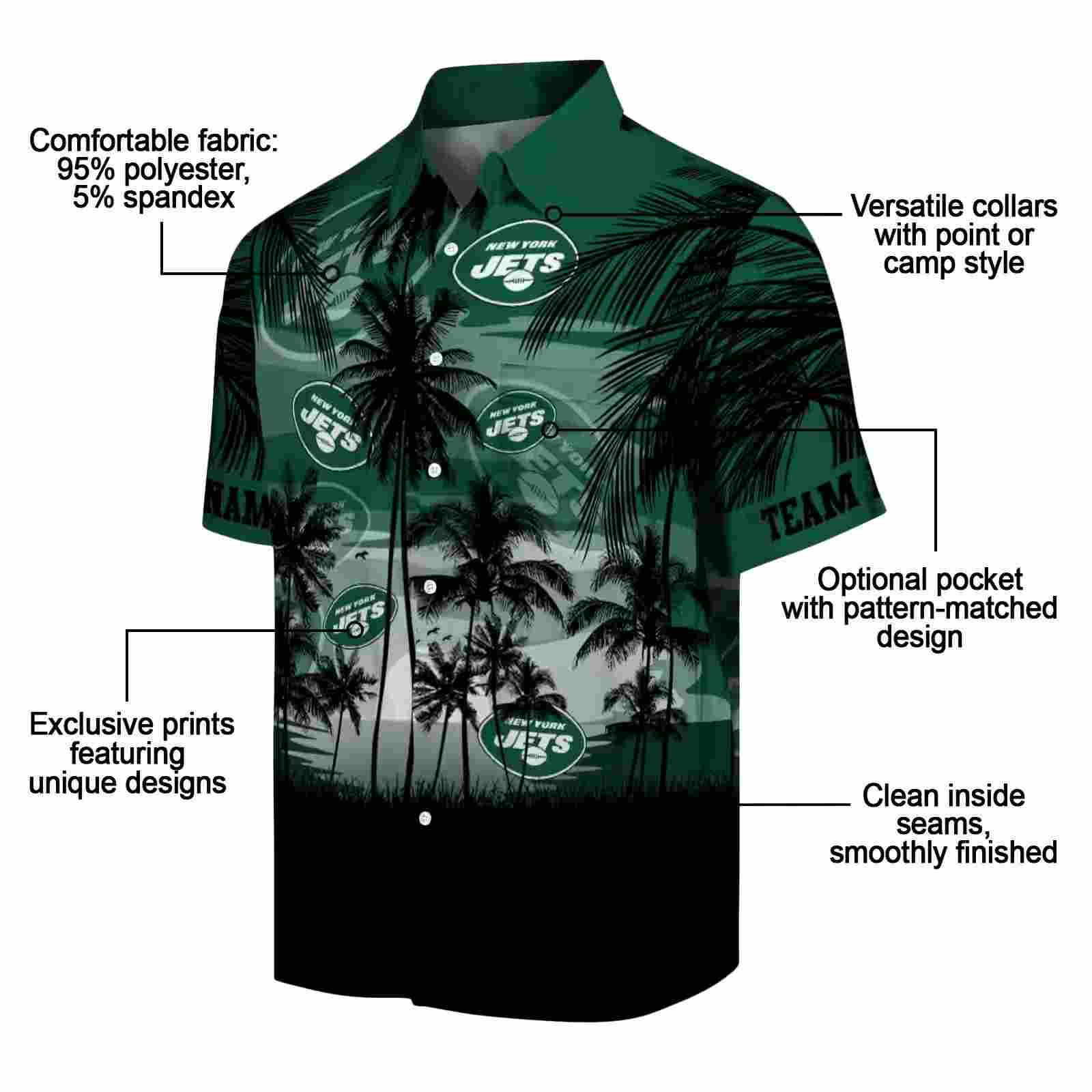 custom new york jets sunset scene green black hawaiian shirt new arrival