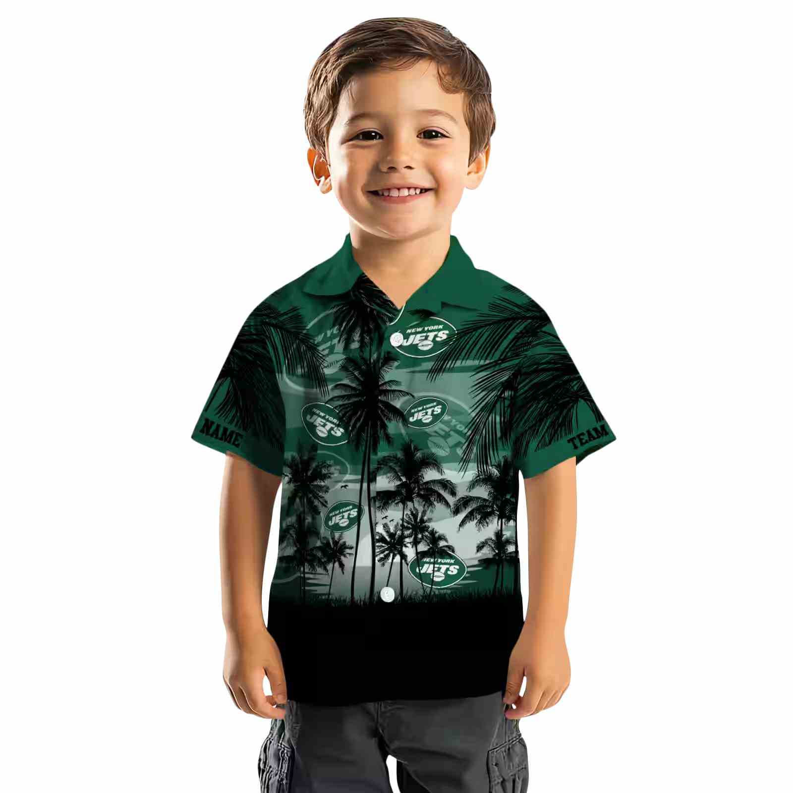 custom new york jets sunset scene green black hawaiian shirt top rated