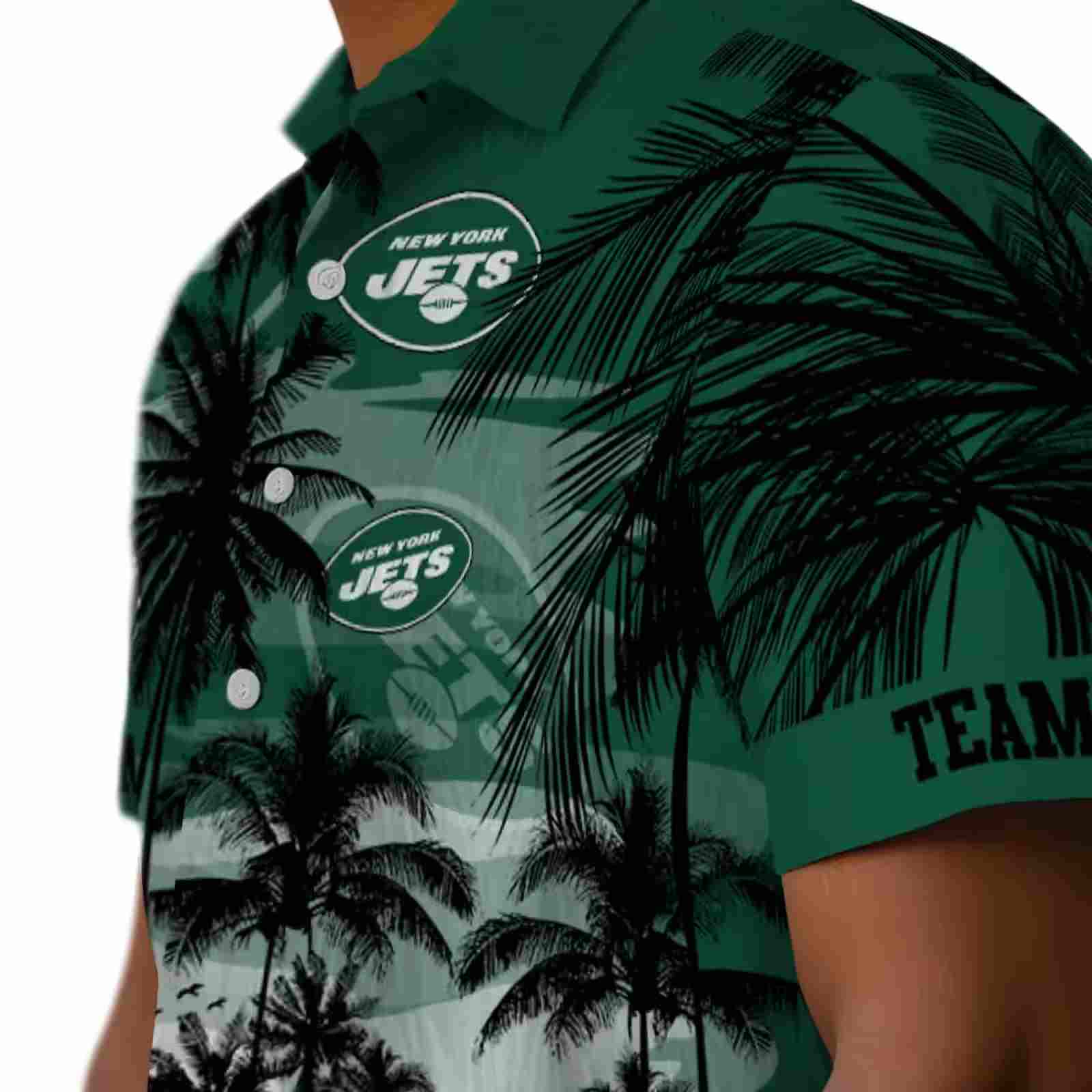 custom new york jets sunset scene green black hawaiian shirt trendy