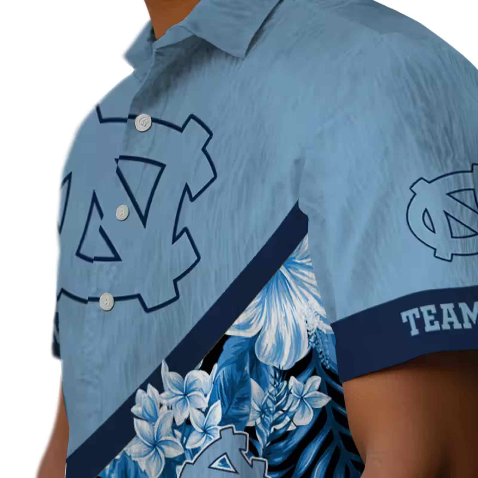 custom north carolina tar heels floral chevron light blue hawaiian shirt trendy